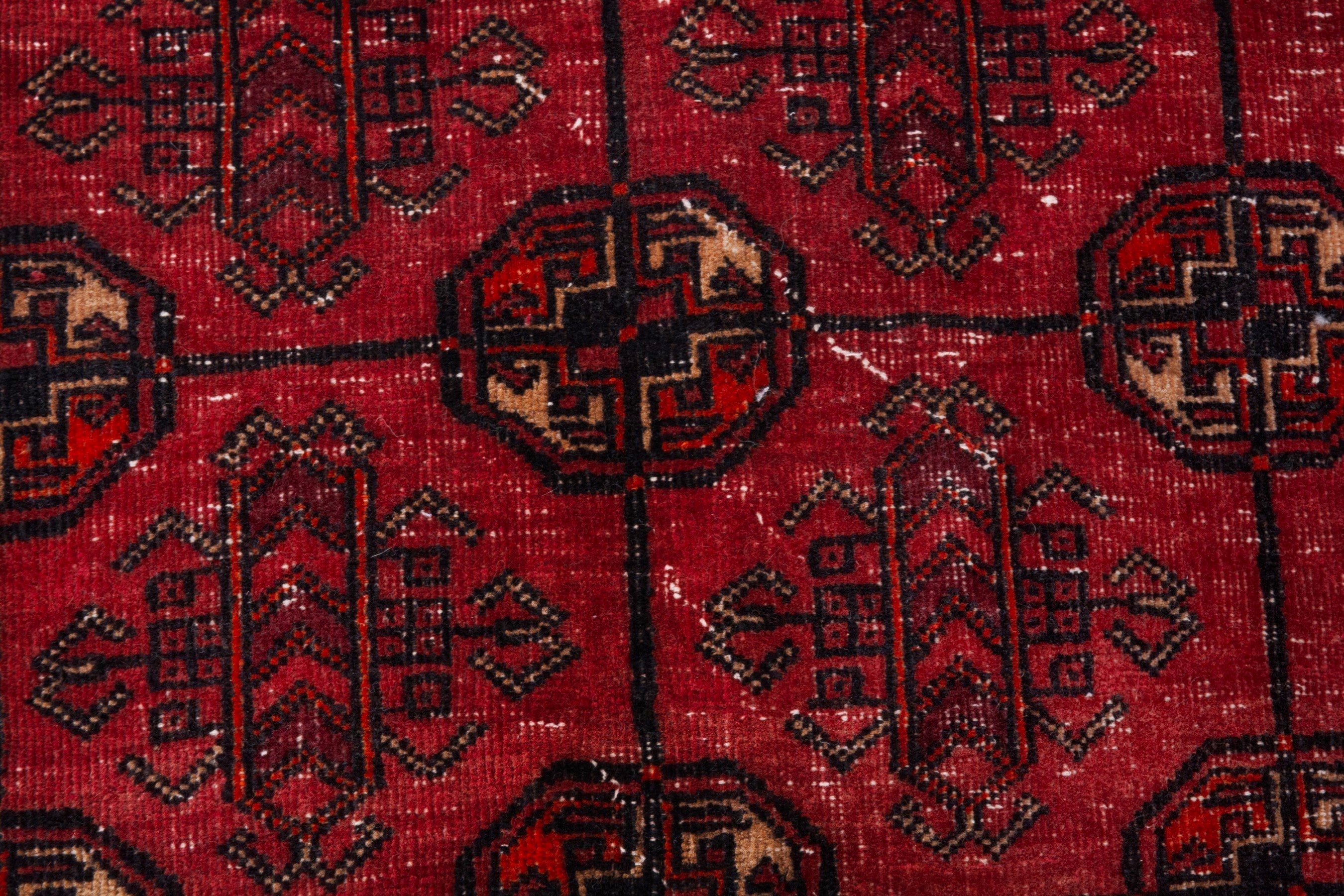Persian Torkaman area rug in deep red and burgundy, view 15 of 20