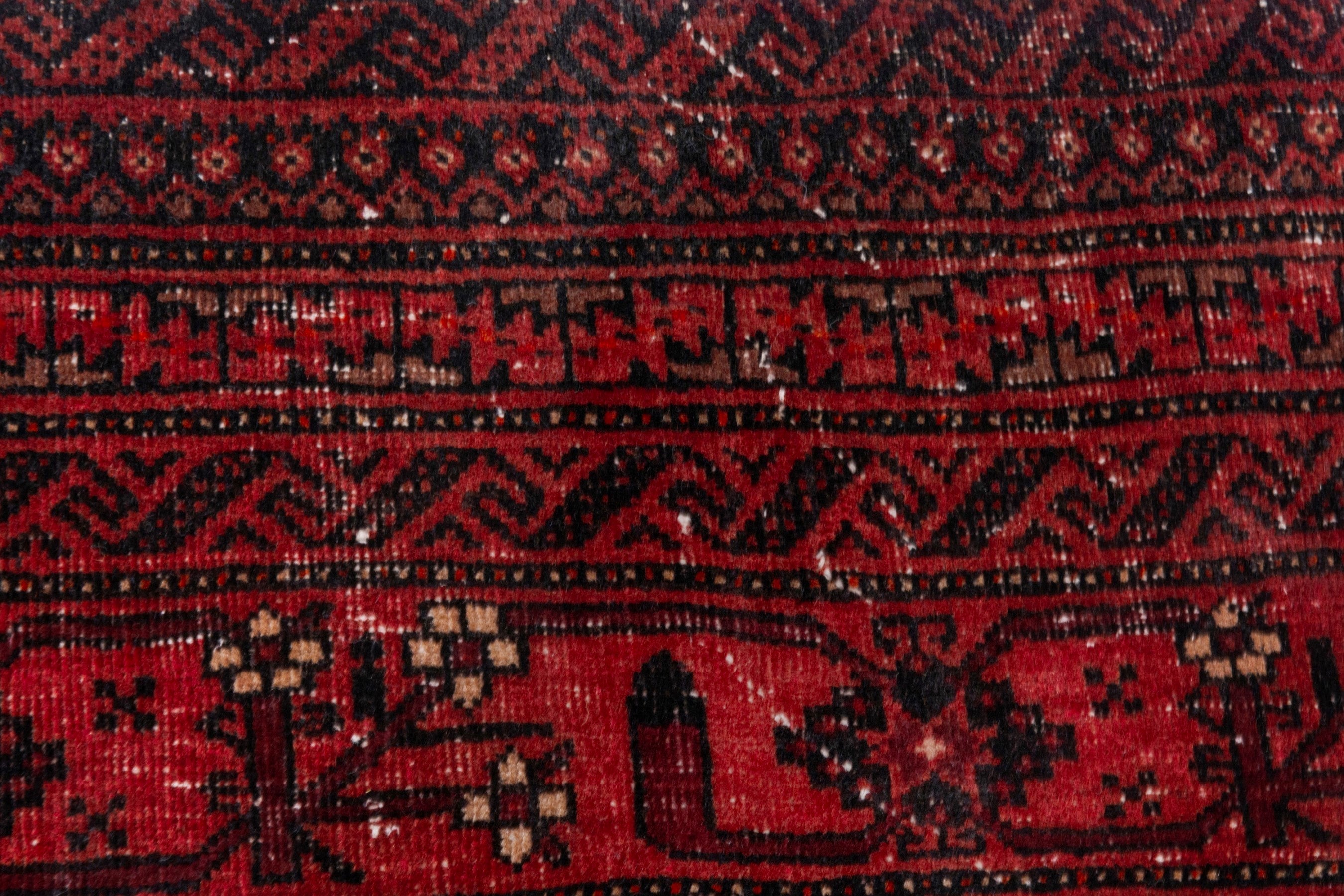 Persian Torkaman area rug in deep red and burgundy, view 13 of 20
