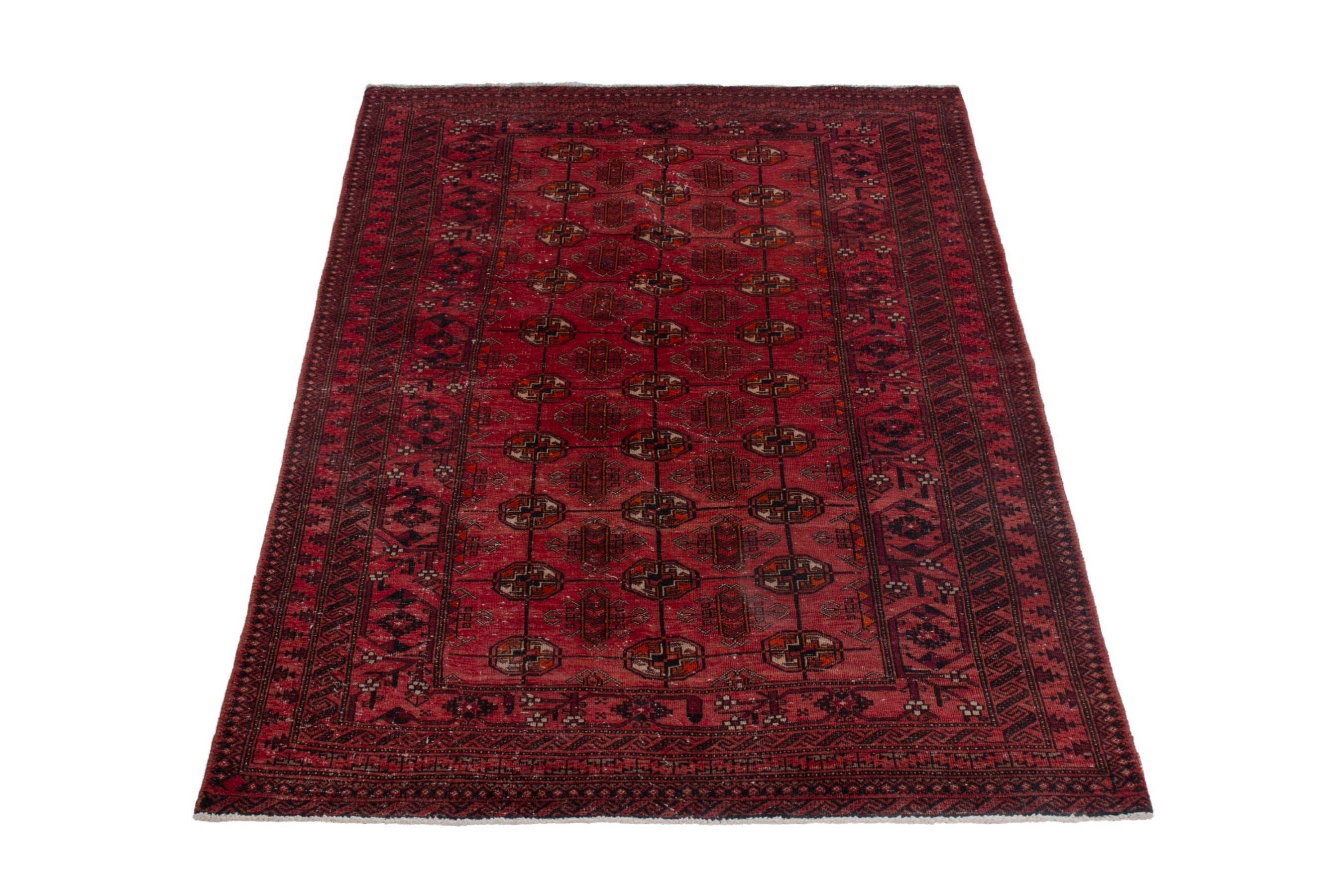 Persian Torkaman area rug in deep red and burgundy, view 2 of 20