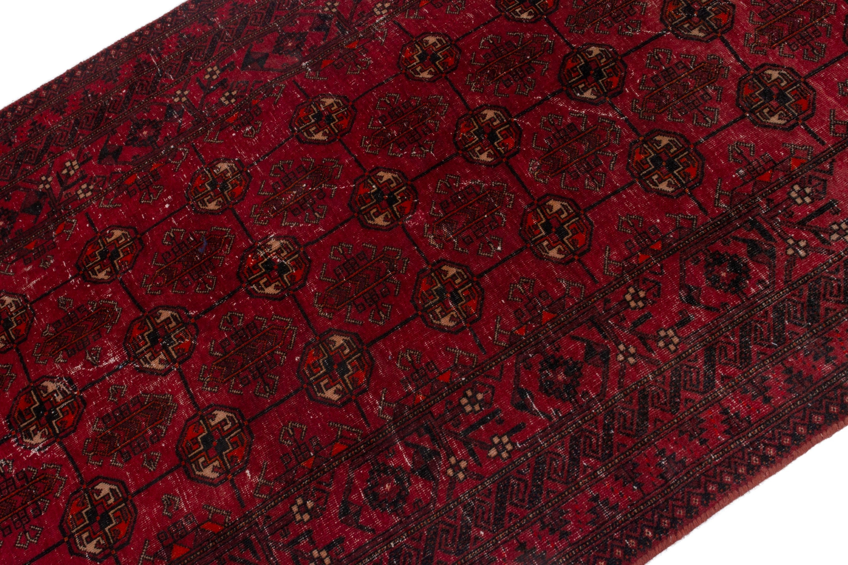 Persian Torkaman area rug in deep red and burgundy, view 4 of 20