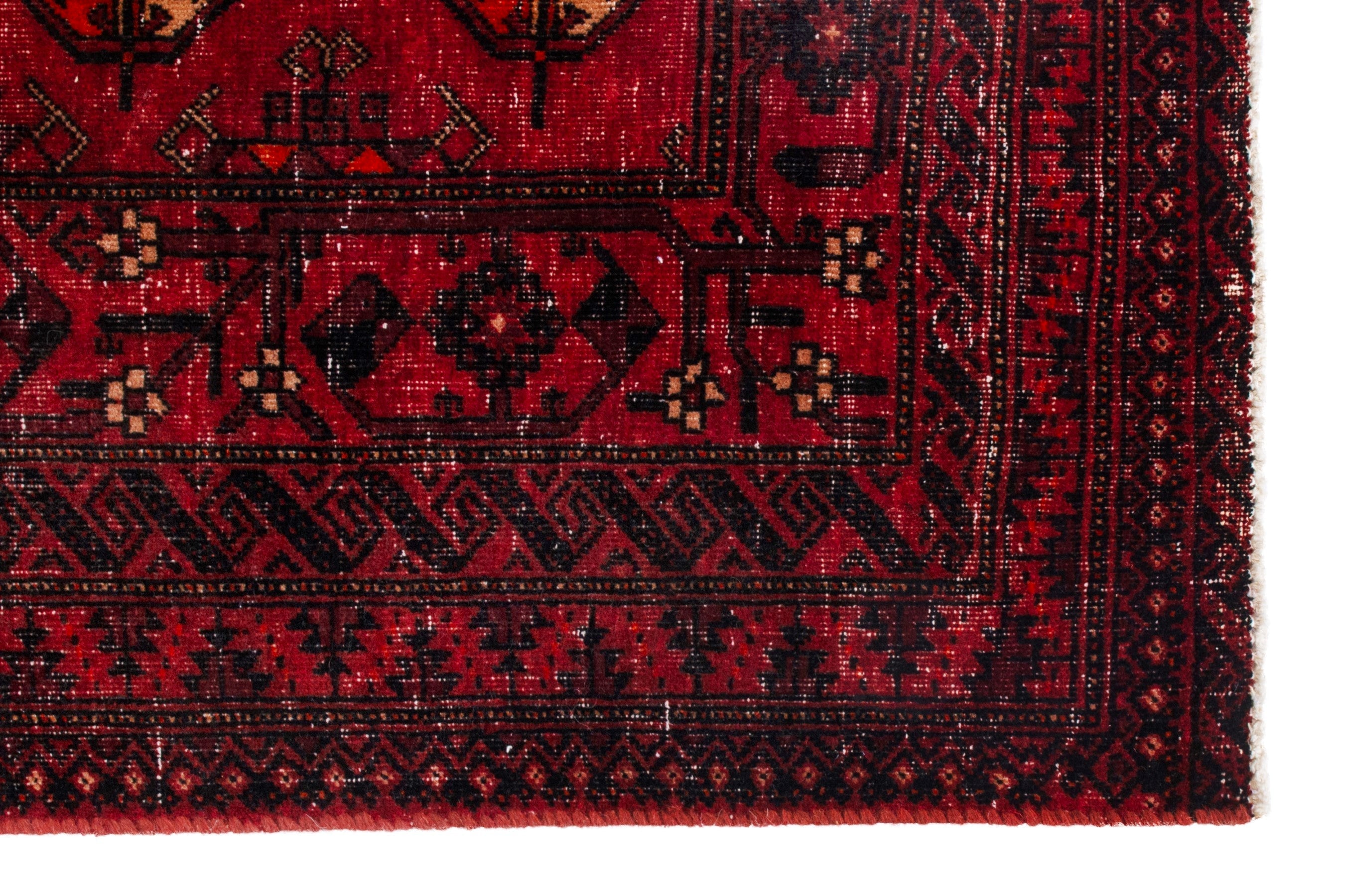 Persian Torkaman area rug in deep red and burgundy, view 10 of 20