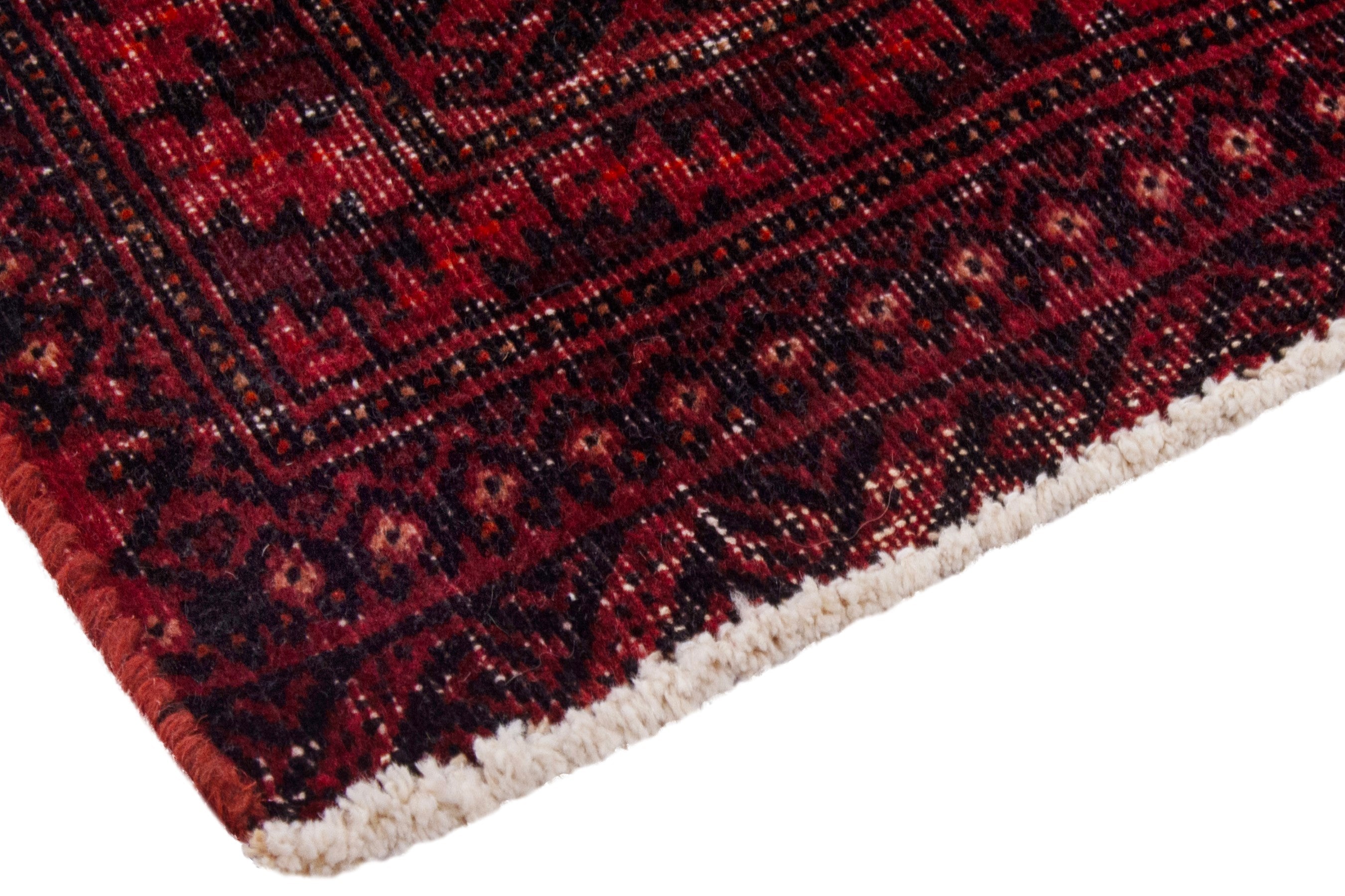 Persian Torkaman area rug in deep red and burgundy, view 5 of 20