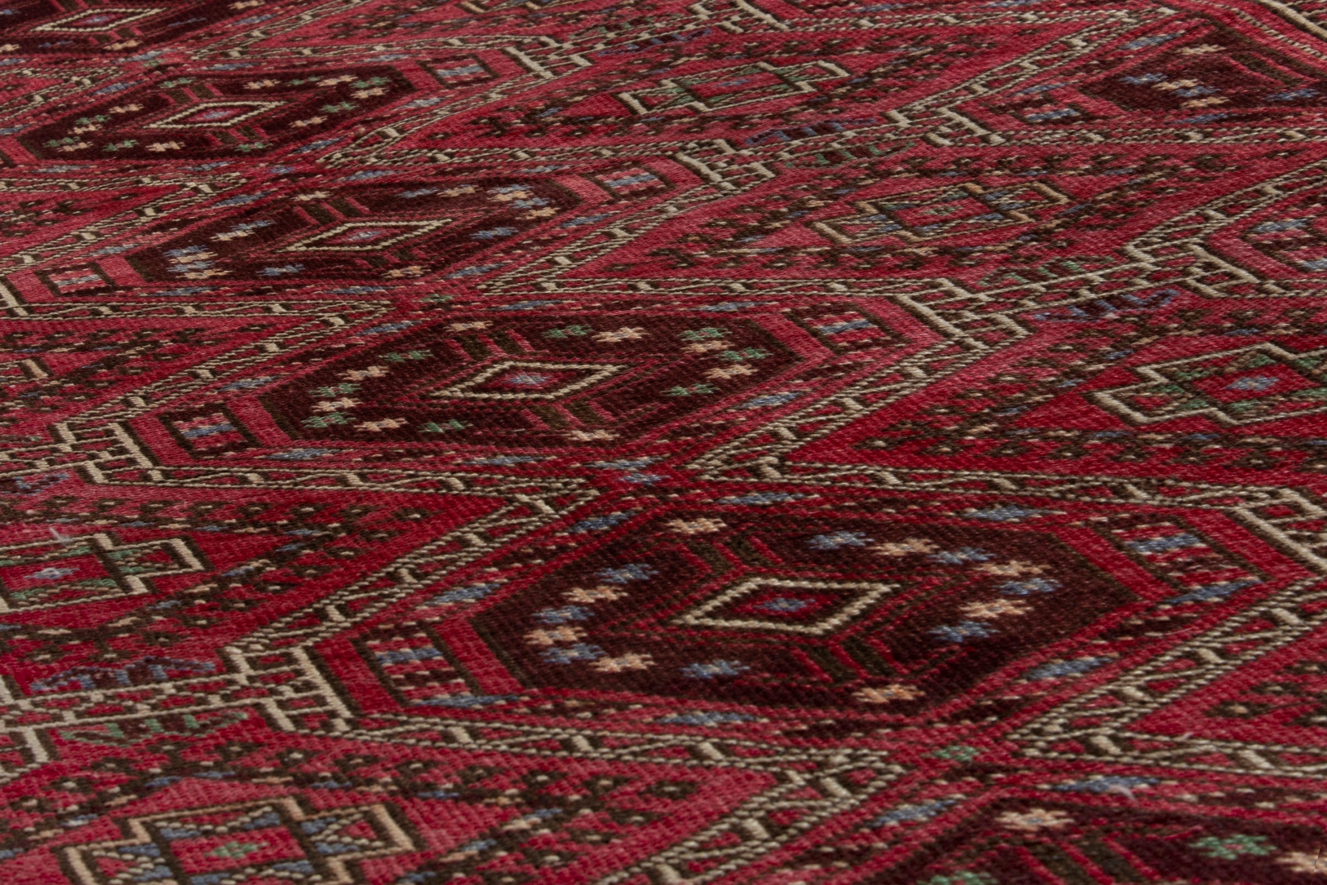 Persian Ghoochan runner rug in deep red and faded red, view 8 of 17