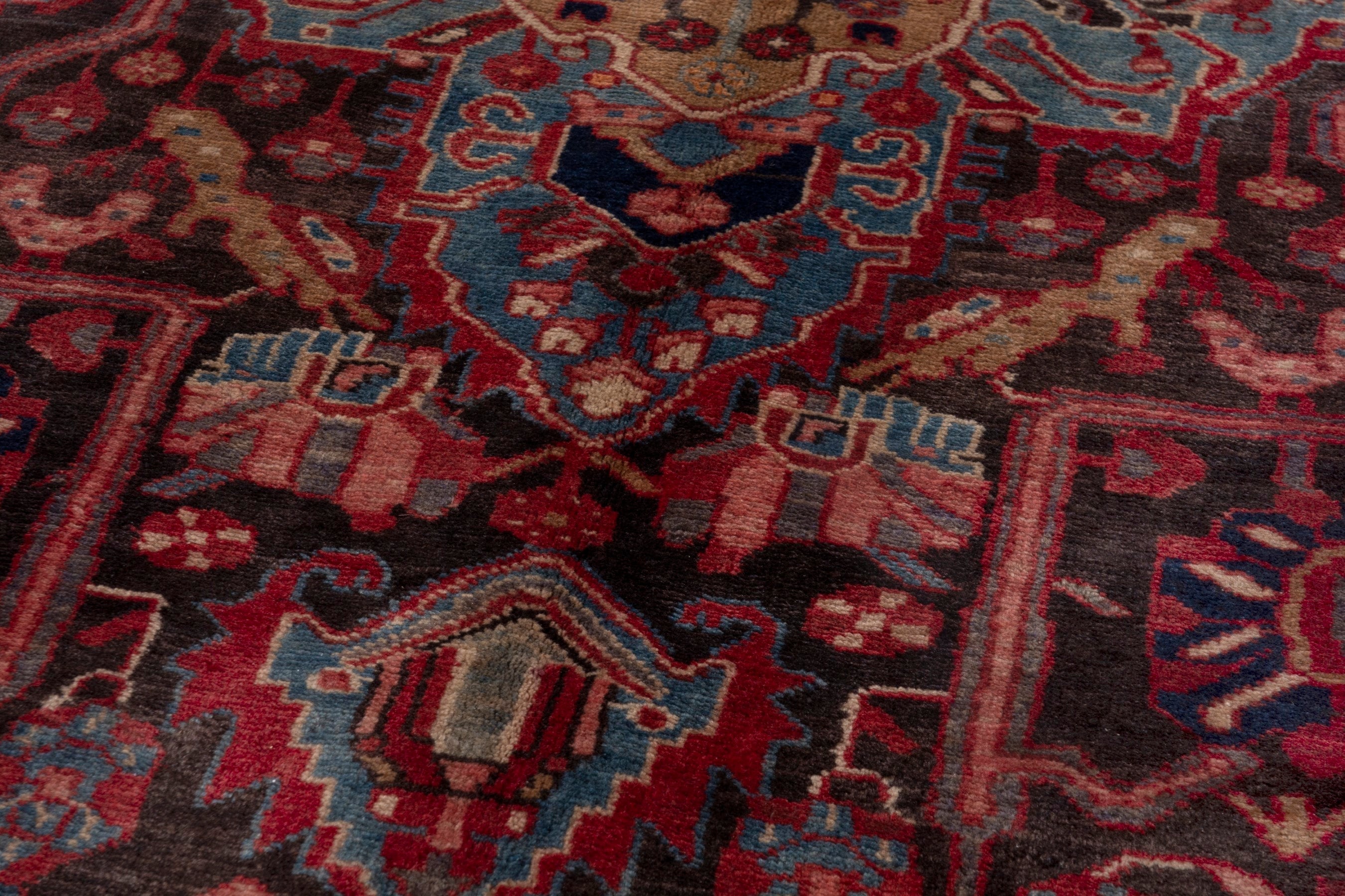 Persian Nahavand area rug in burgundy and deep red, view 8 of 20