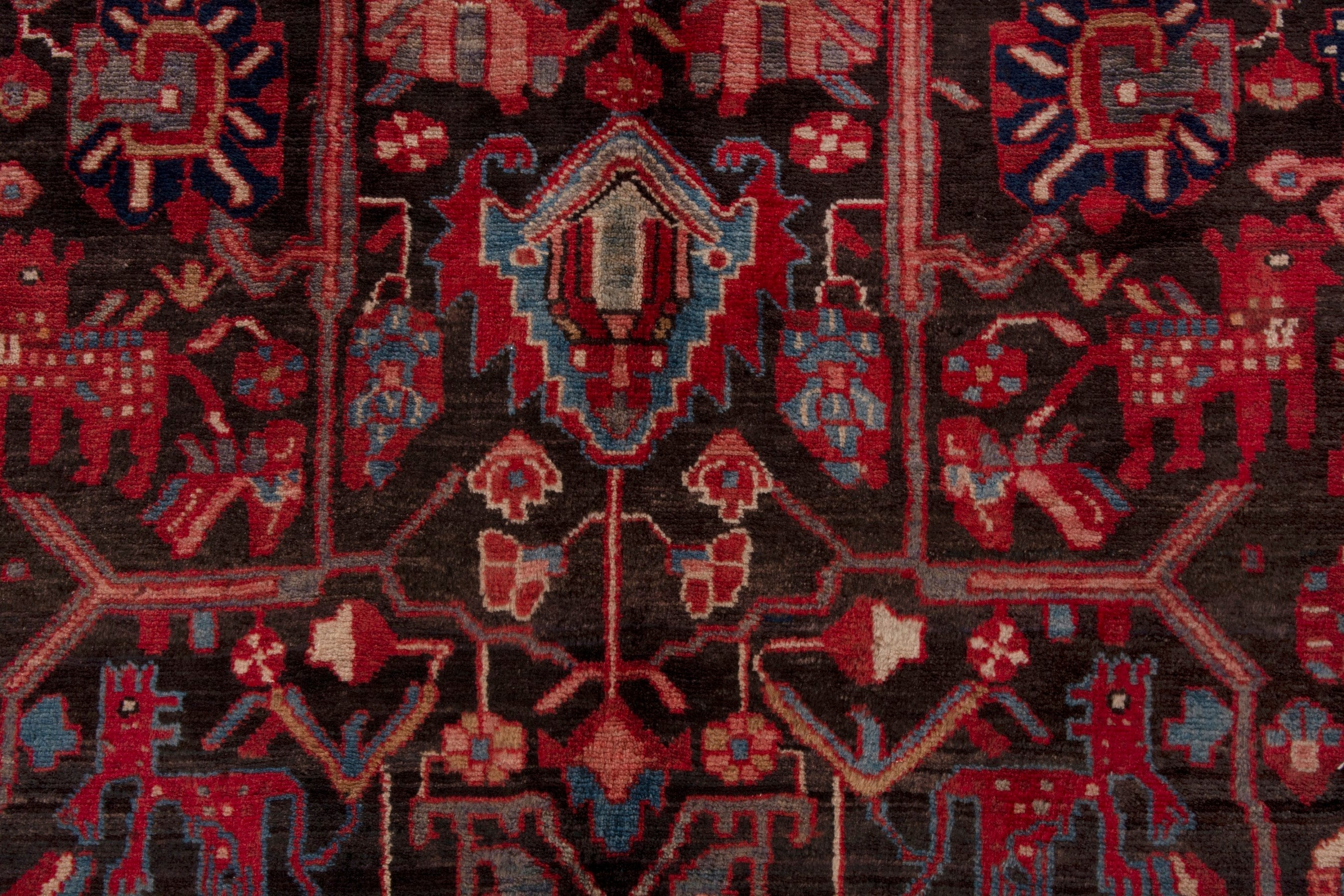 Persian Nahavand area rug in burgundy and deep red, view 13 of 20