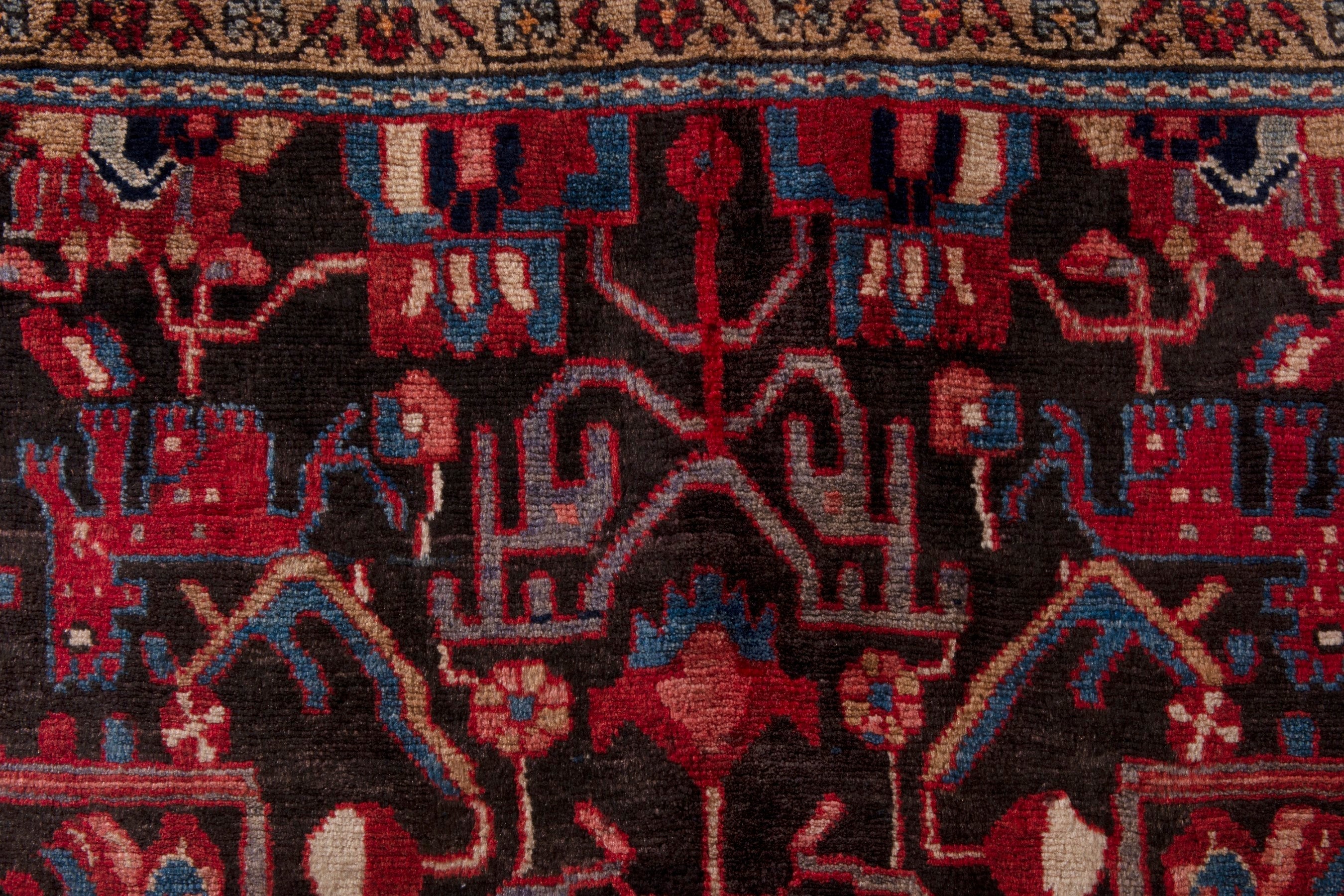 Persian Nahavand area rug in burgundy and deep red, view 16 of 20