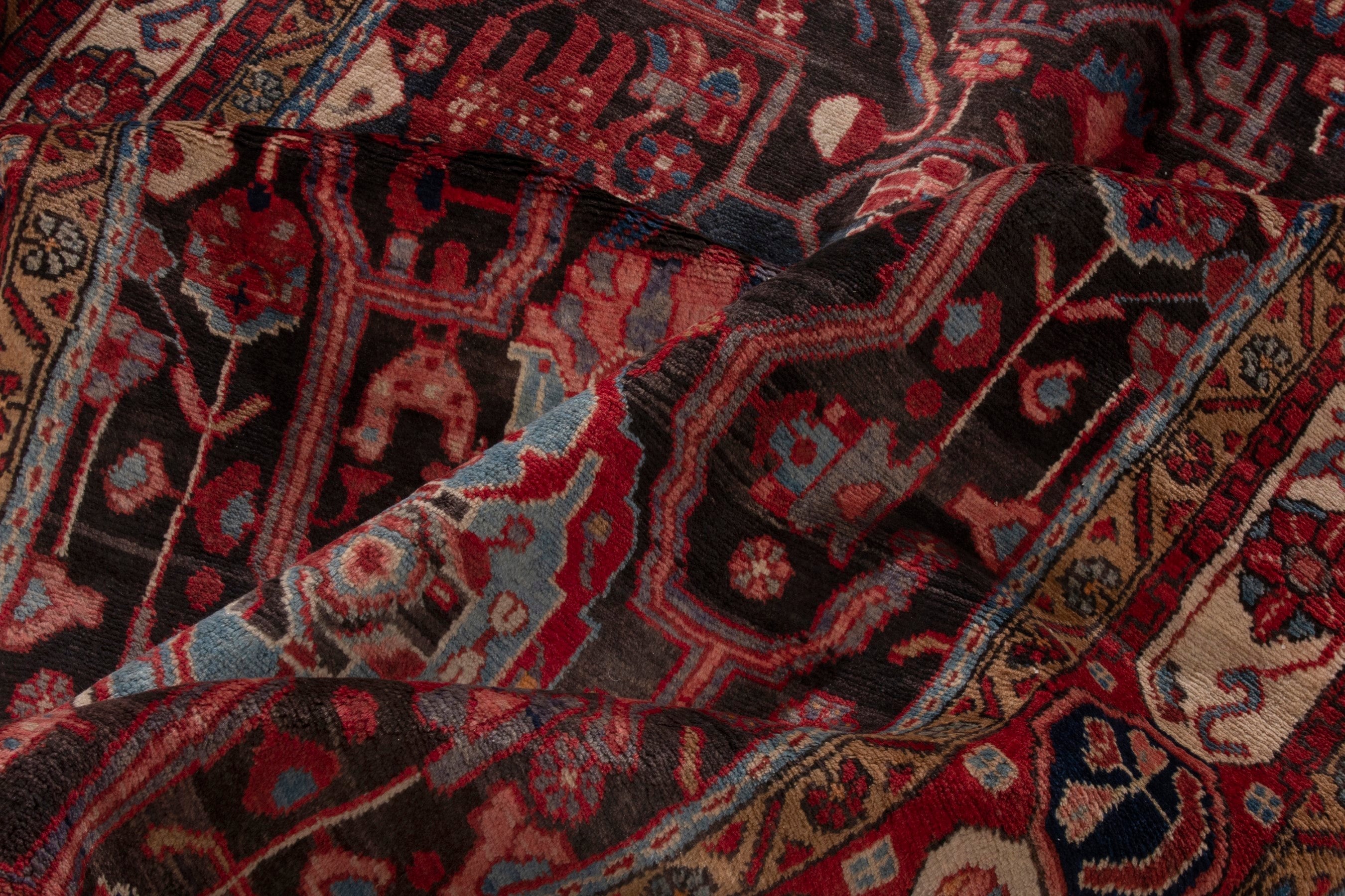 Persian Nahavand area rug in burgundy and deep red, view 17 of 20