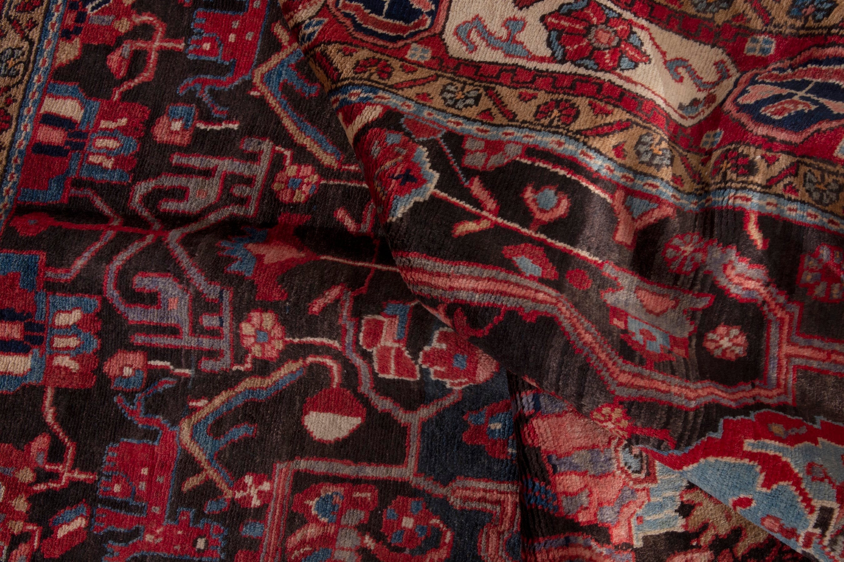 Persian Nahavand area rug in burgundy and deep red, view 19 of 20