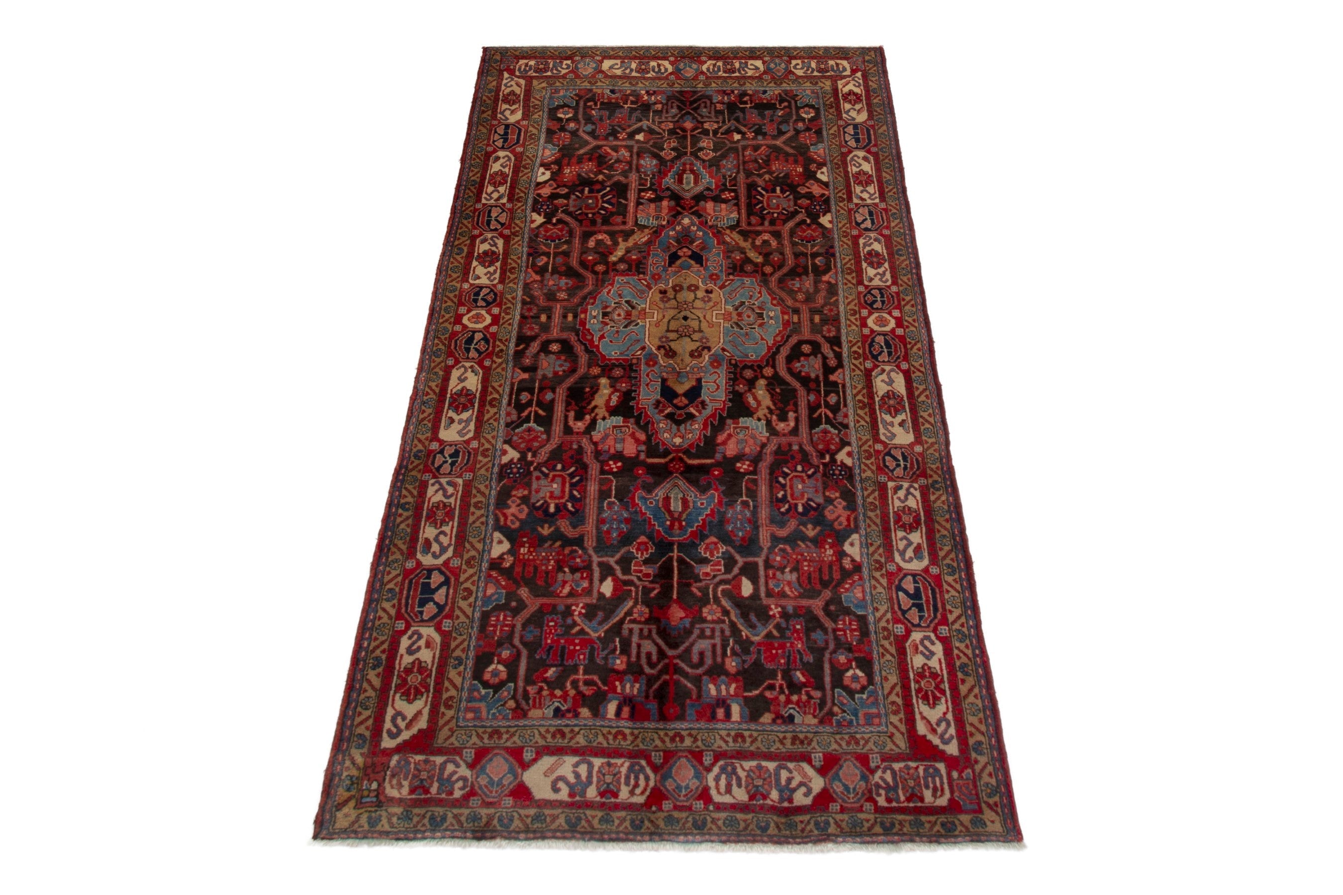 Persian Nahavand area rug in burgundy and deep red, view 2 of 20
