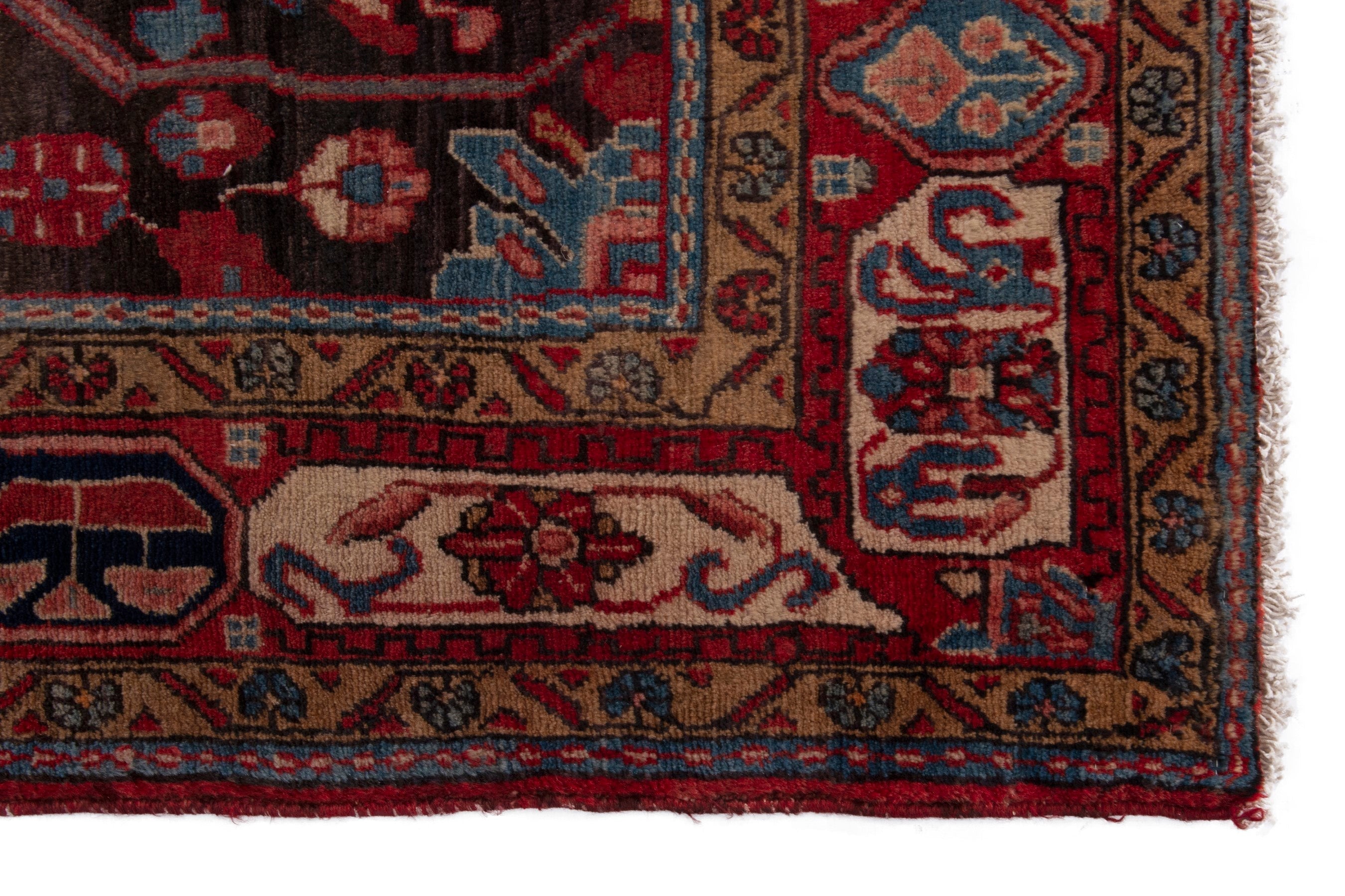 Persian Nahavand area rug in burgundy and deep red, view 10 of 20