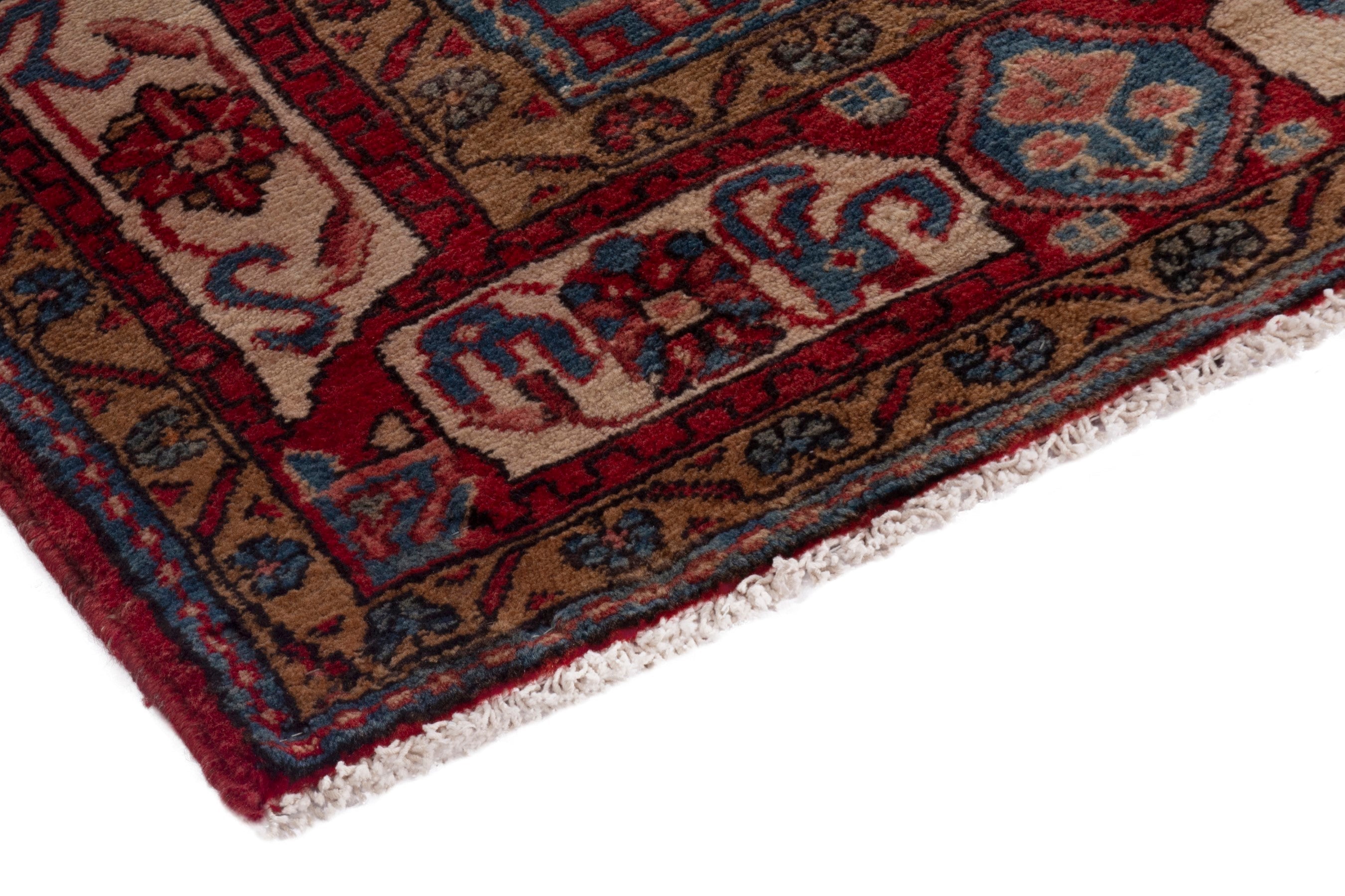 Persian Nahavand area rug in burgundy and deep red, view 5 of 20