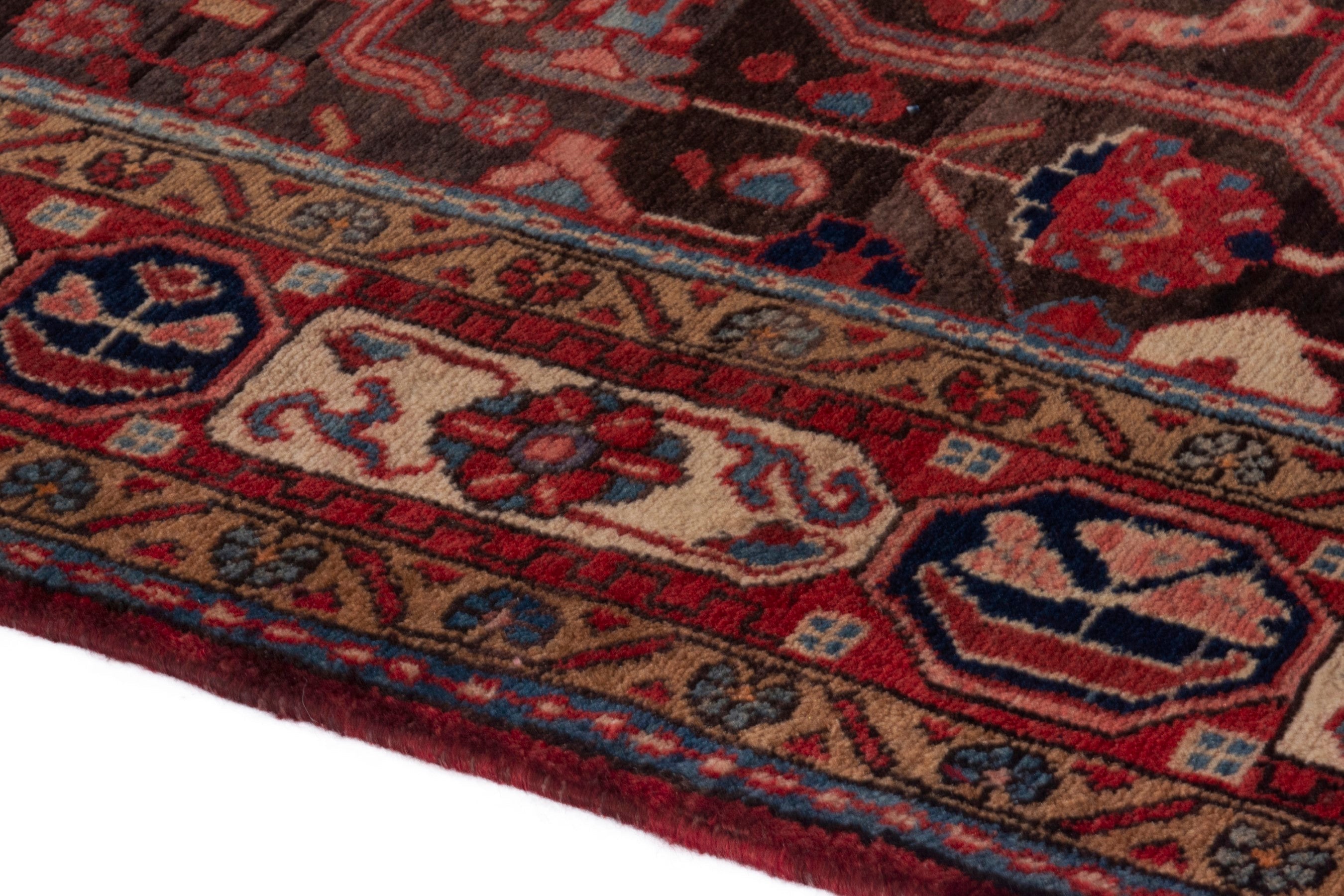 Persian Nahavand area rug in burgundy and deep red, view 6 of 20