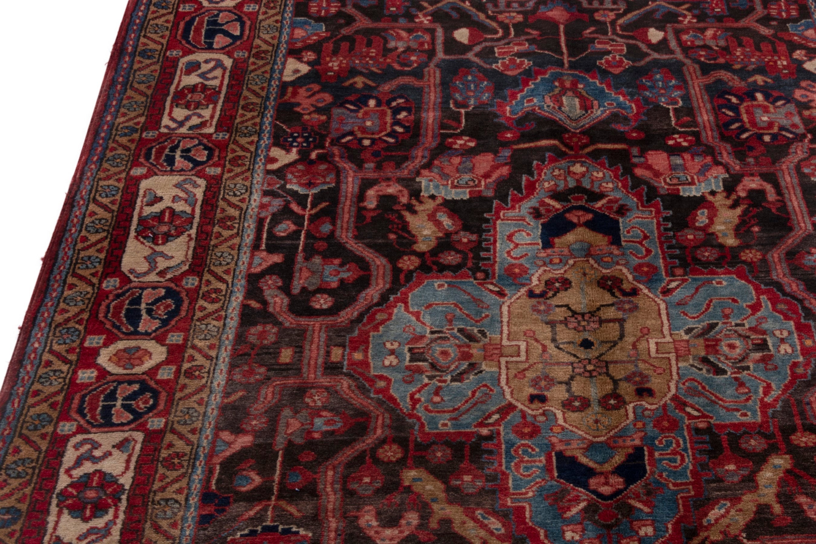 Persian Nahavand area rug in burgundy and deep red, view 7 of 20