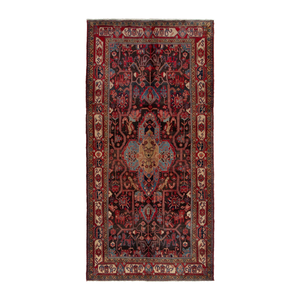 Persian Nahavand area rug in burgundy and deep red, 5'2" x 10'7"