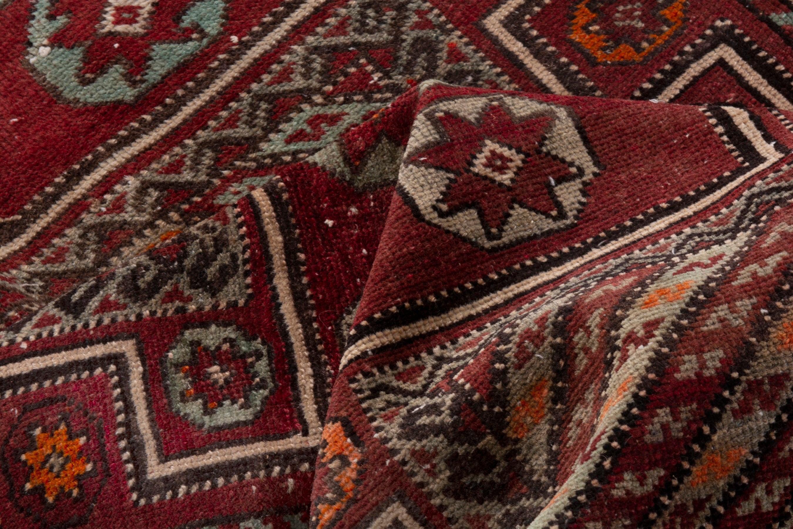 Persian Ghoochan area rug in deep red and burgundy, view 15 of 18
