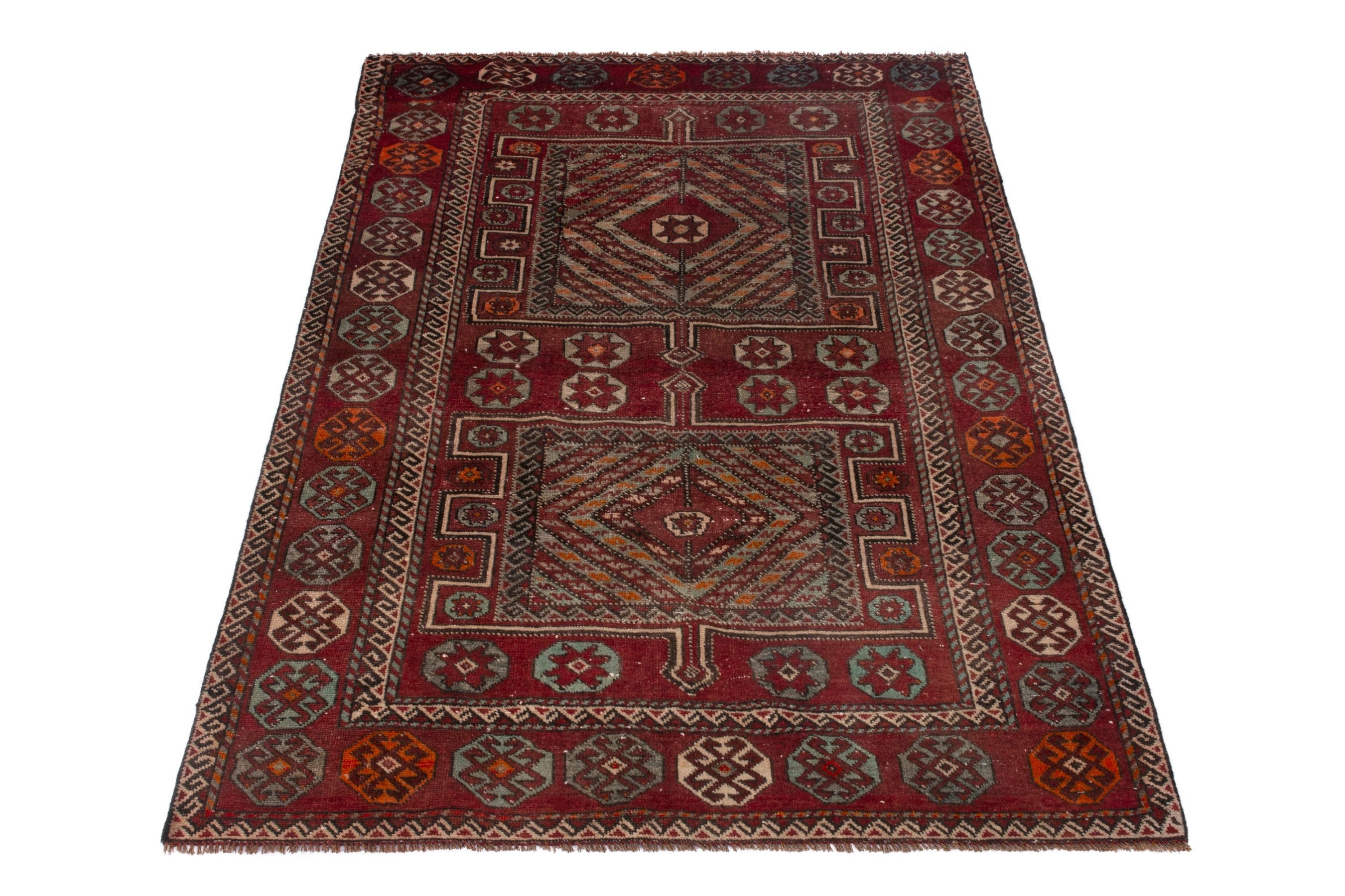 Persian Ghoochan area rug in deep red and burgundy, view 3 of 18