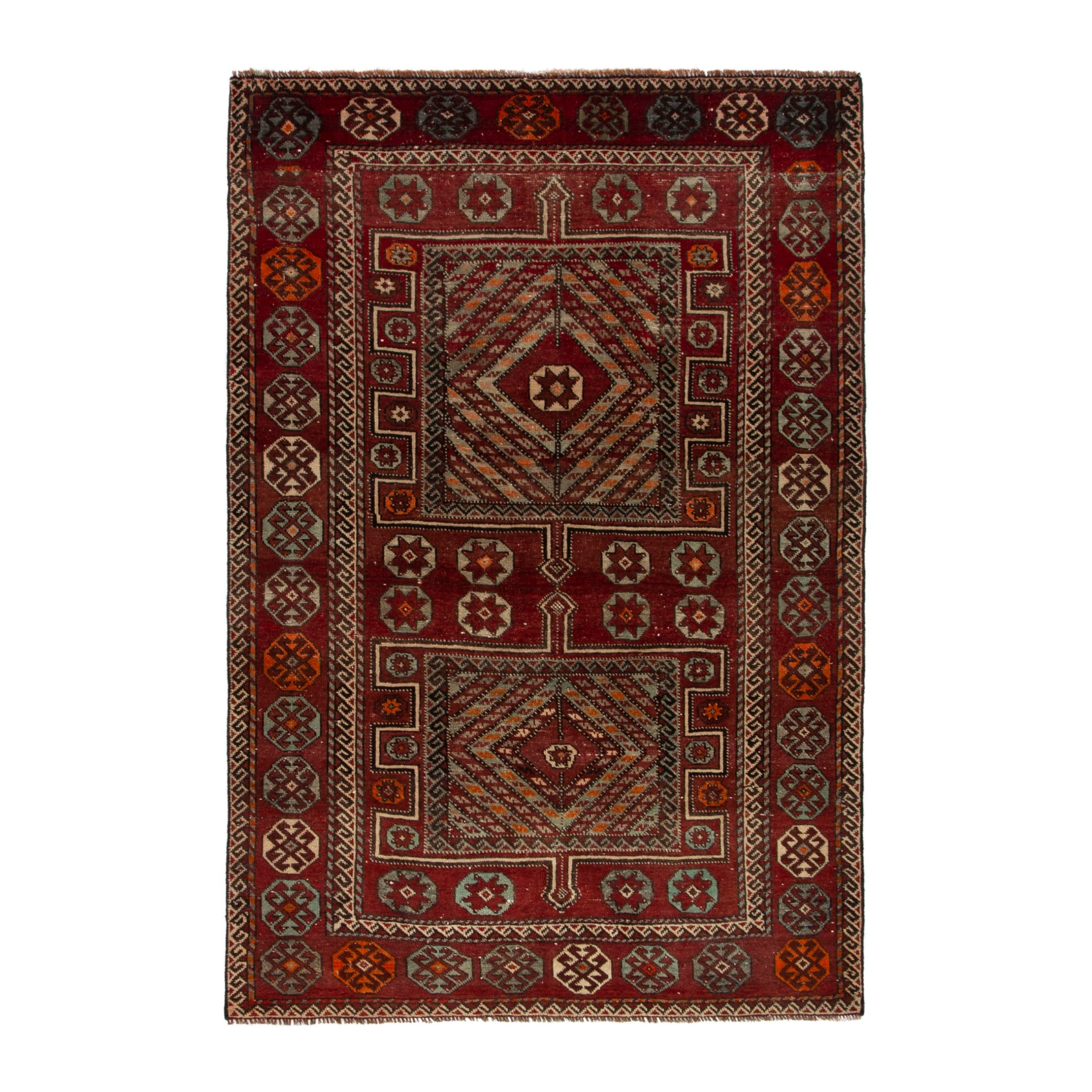 Persian Ghoochan area rug in deep red and burgundy, 5'1" x 7'3"