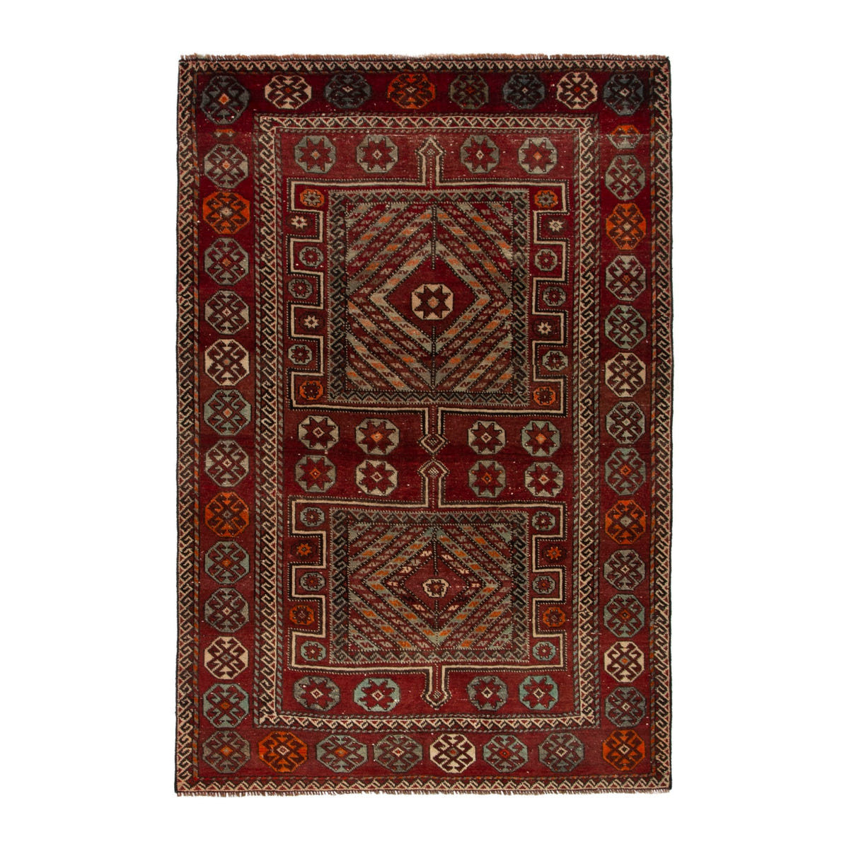 Persian Ghoochan area rug in deep red and burgundy, 5'1" x 7'3"