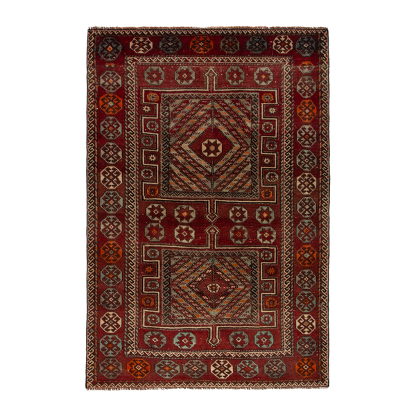 Persian Ghoochan area rug in deep red and burgundy, 5'1" x 7'3"