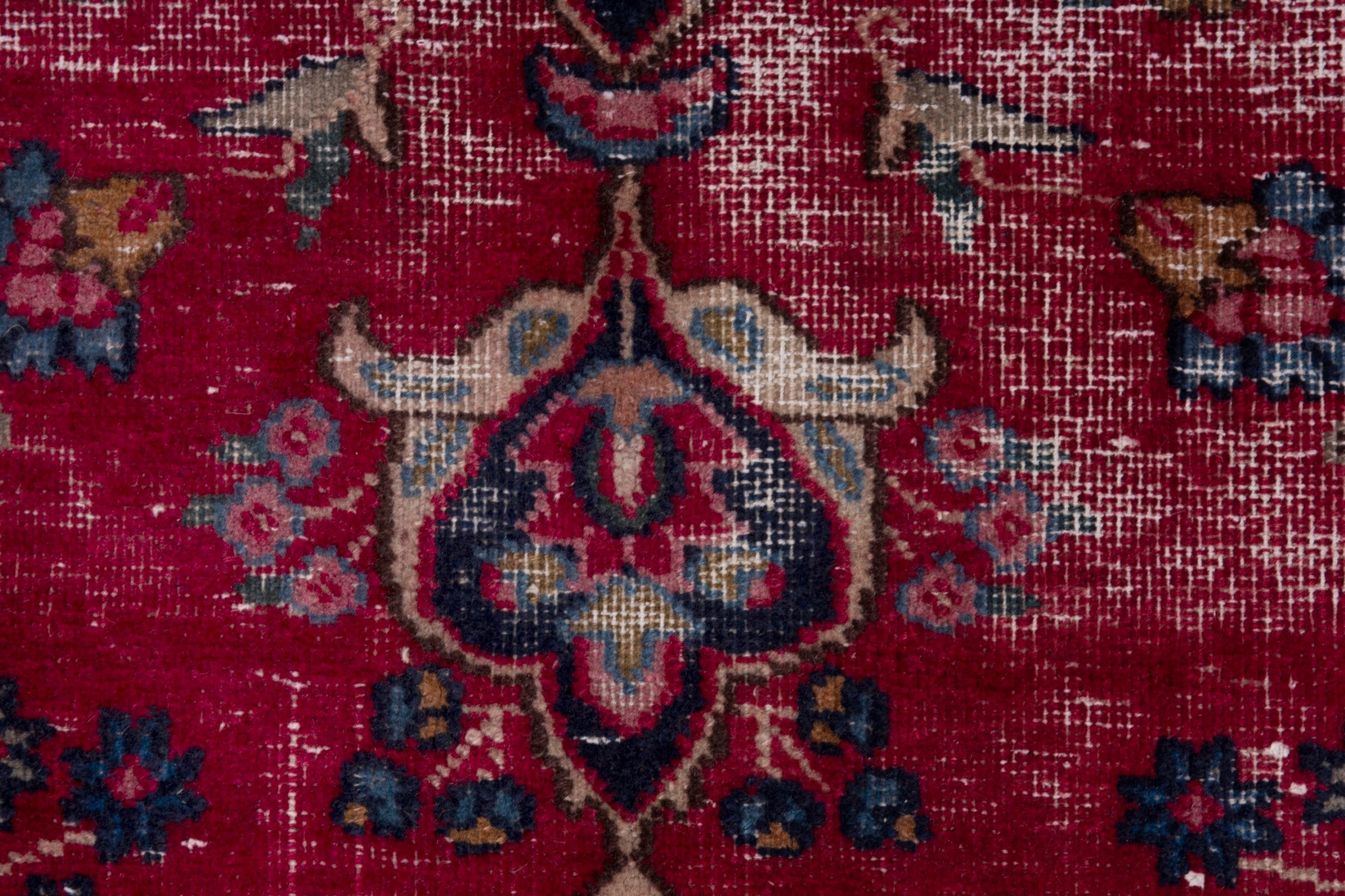 Persian Sabzevar area rug in faded red and burgundy, view 12 of 20