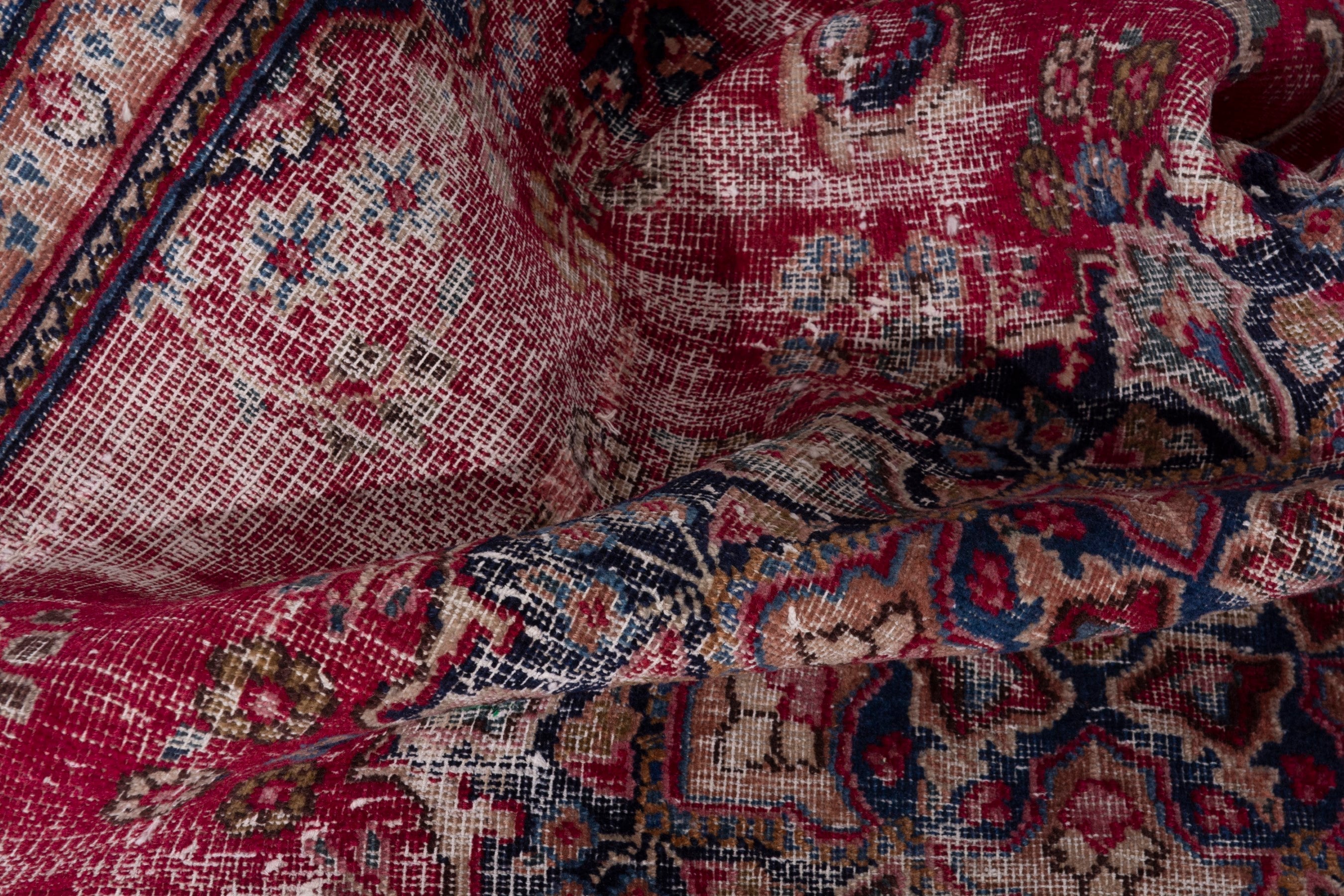 Persian Sabzevar area rug in faded red and burgundy, view 17 of 20