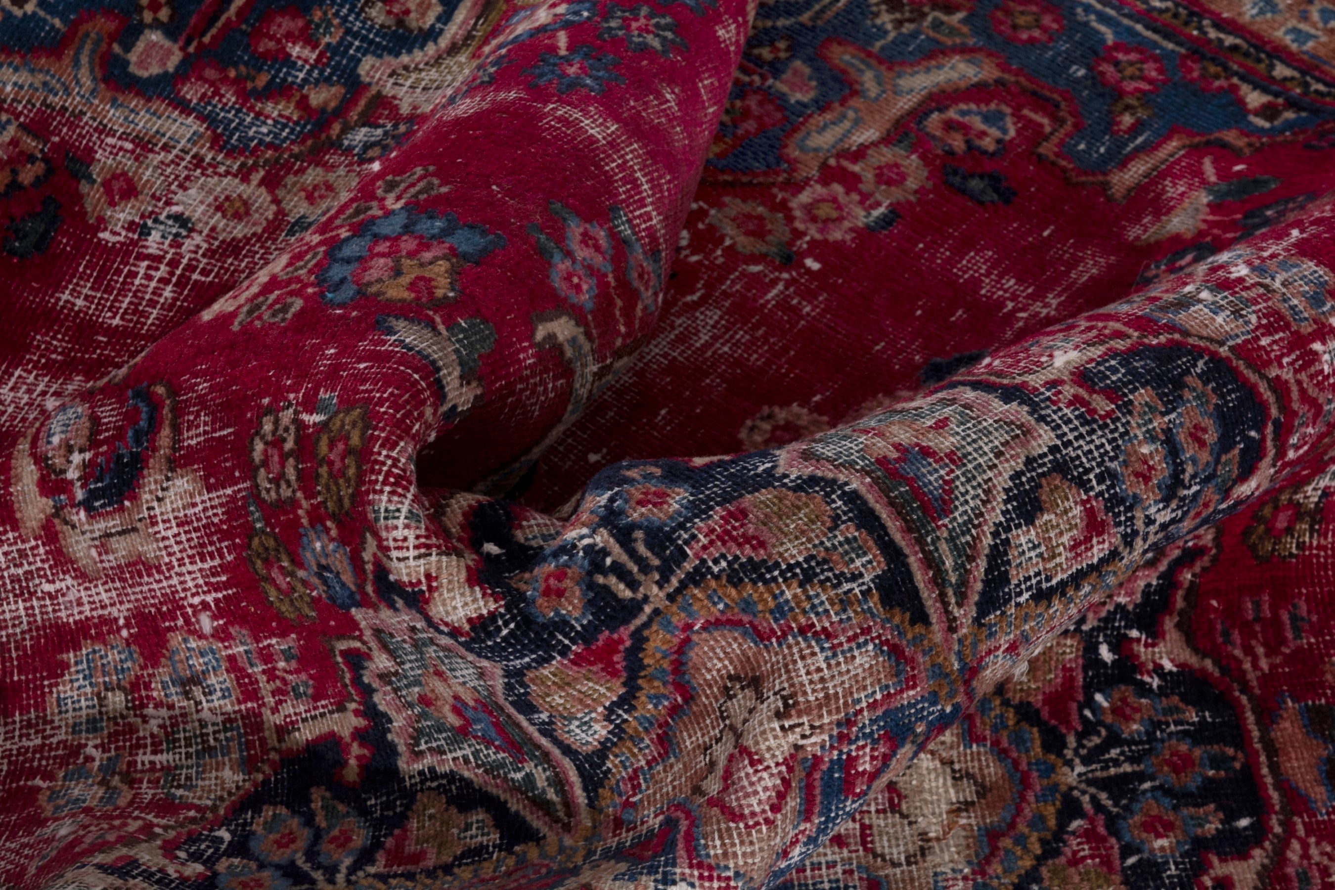 Persian Sabzevar area rug in faded red and burgundy, view 18 of 20