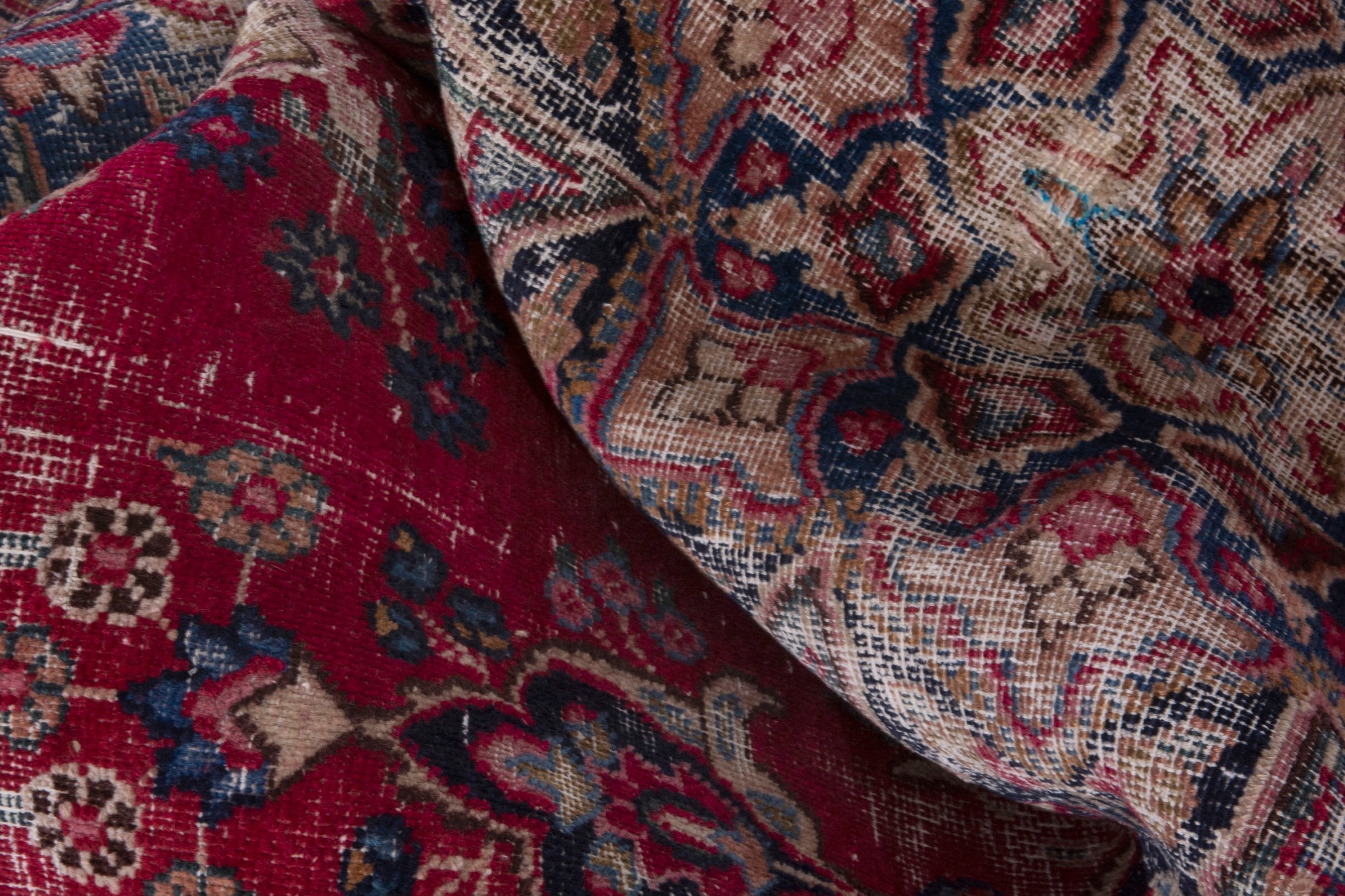 Persian Sabzevar area rug in faded red and burgundy, view 19 of 20