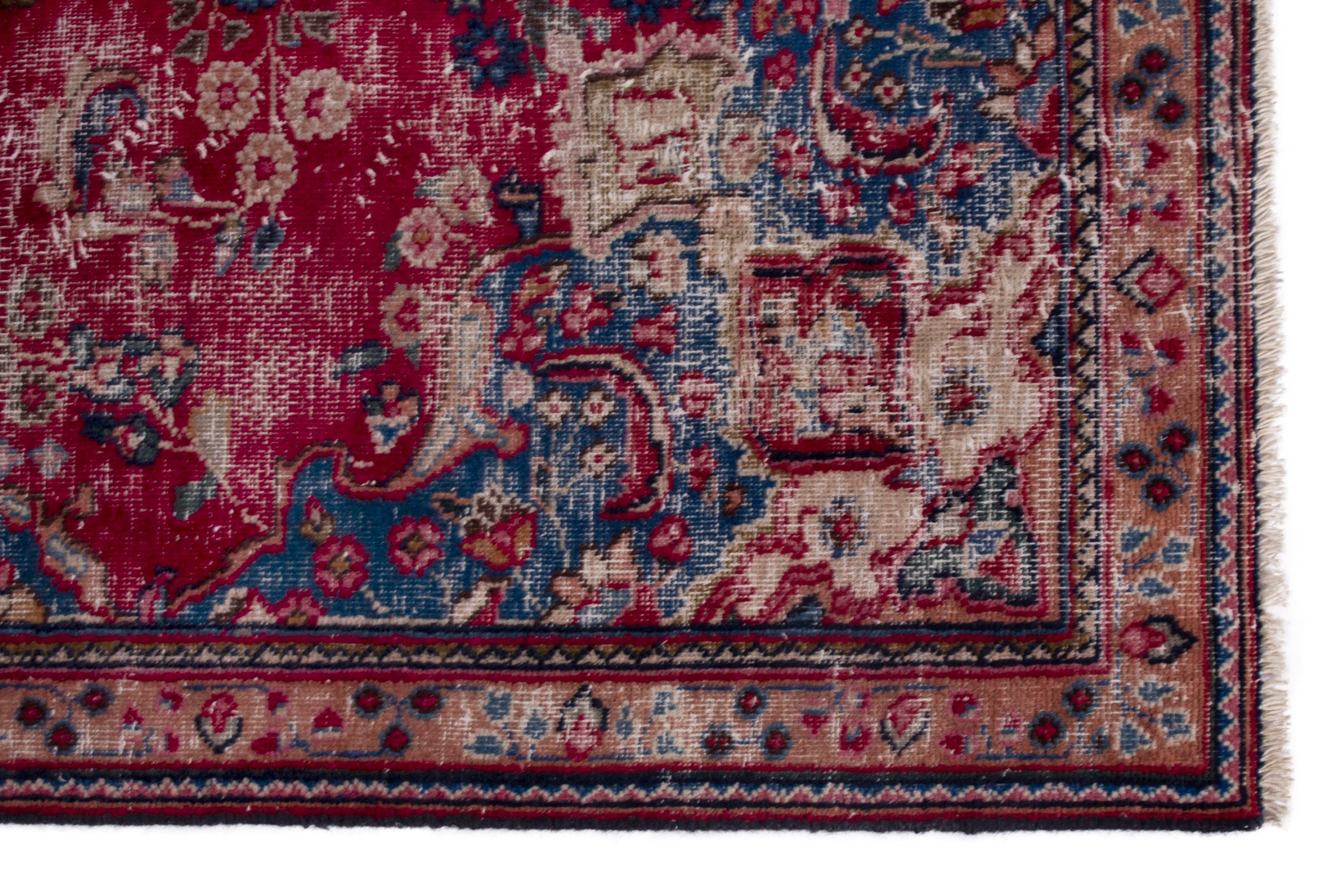 Persian Sabzevar area rug in faded red and burgundy, view 10 of 20