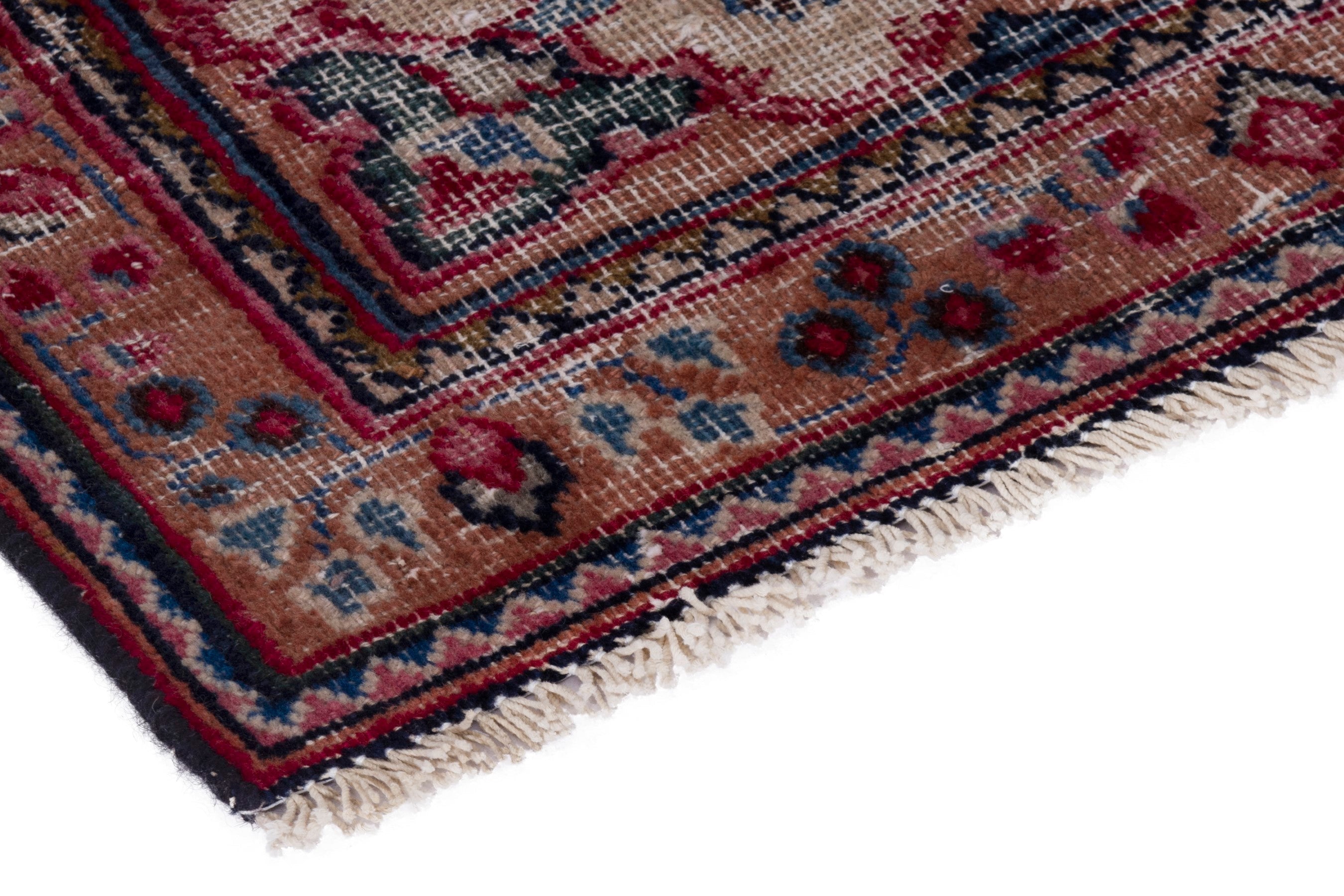 Persian Sabzevar area rug in faded red and burgundy, view 5 of 20