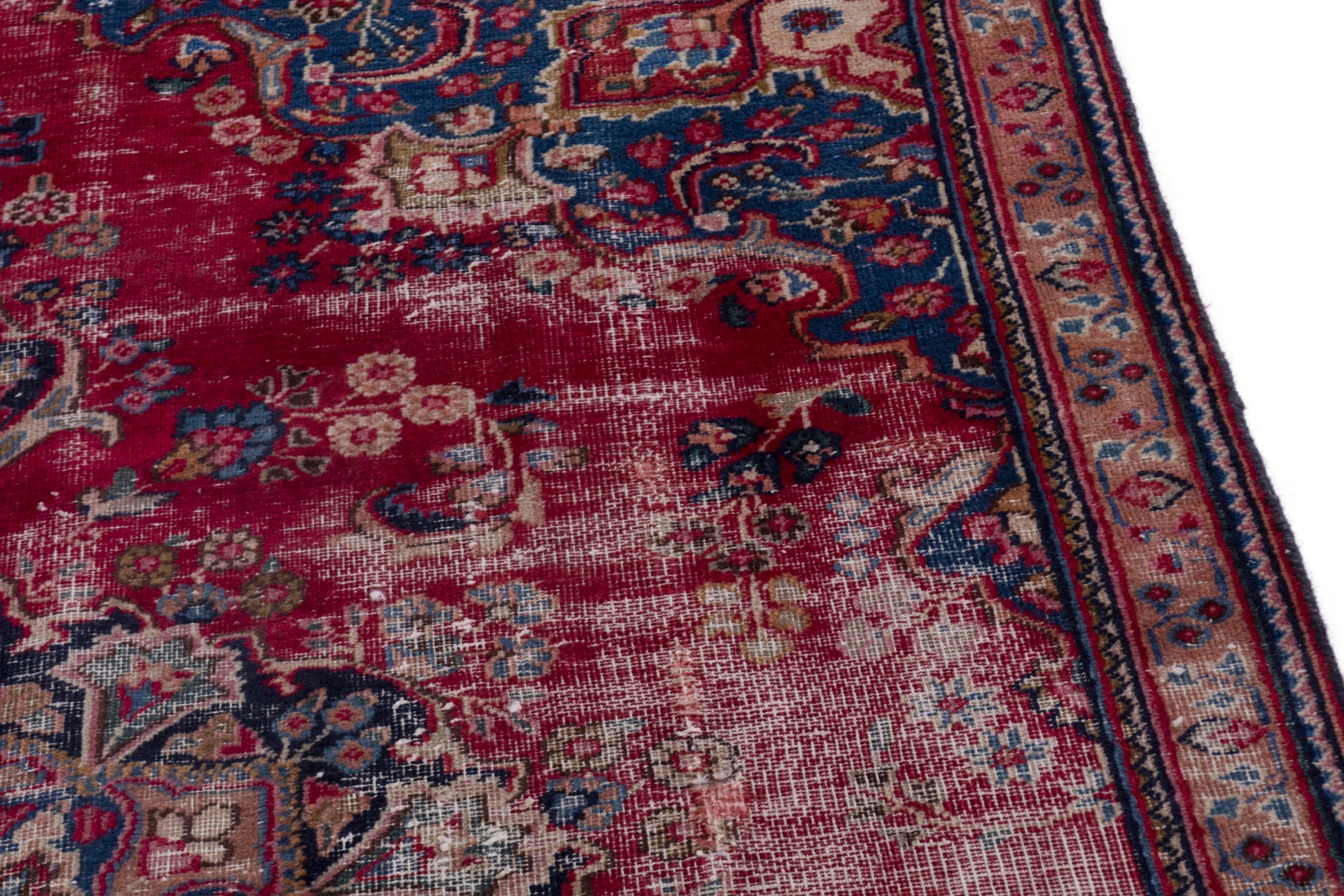 Persian Sabzevar area rug in faded red and burgundy, view 9 of 20