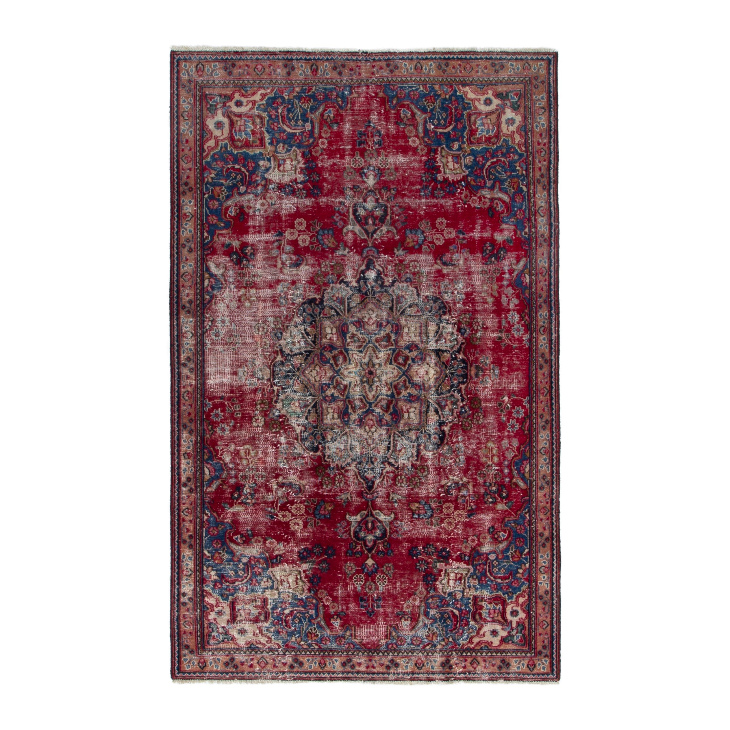 Persian Sabzevar area rug in faded red and burgundy, 4'11" x 8'