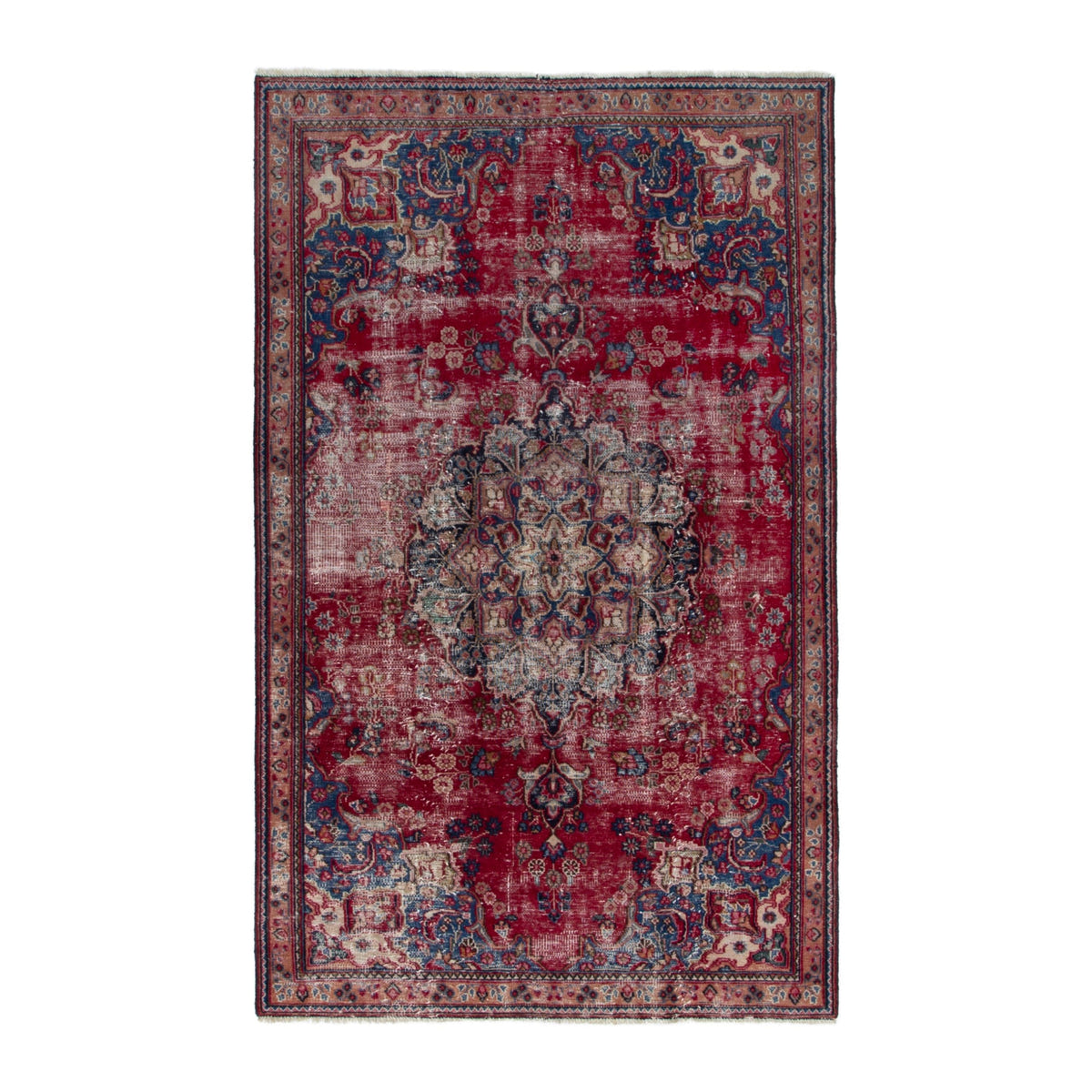Persian Sabzevar area rug in faded red and burgundy, 4'11" x 8'