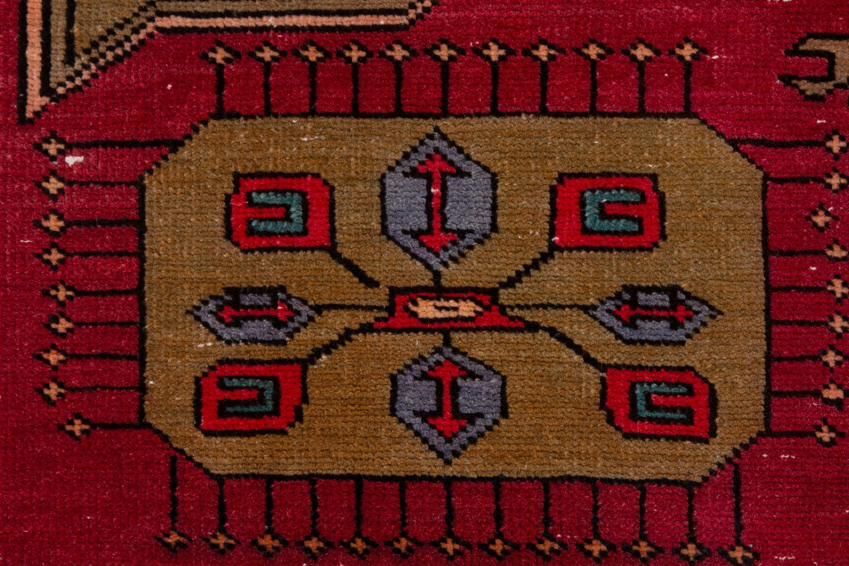 Persian Azerbaijan area rug in deep red and dark blue, view 11 of 19