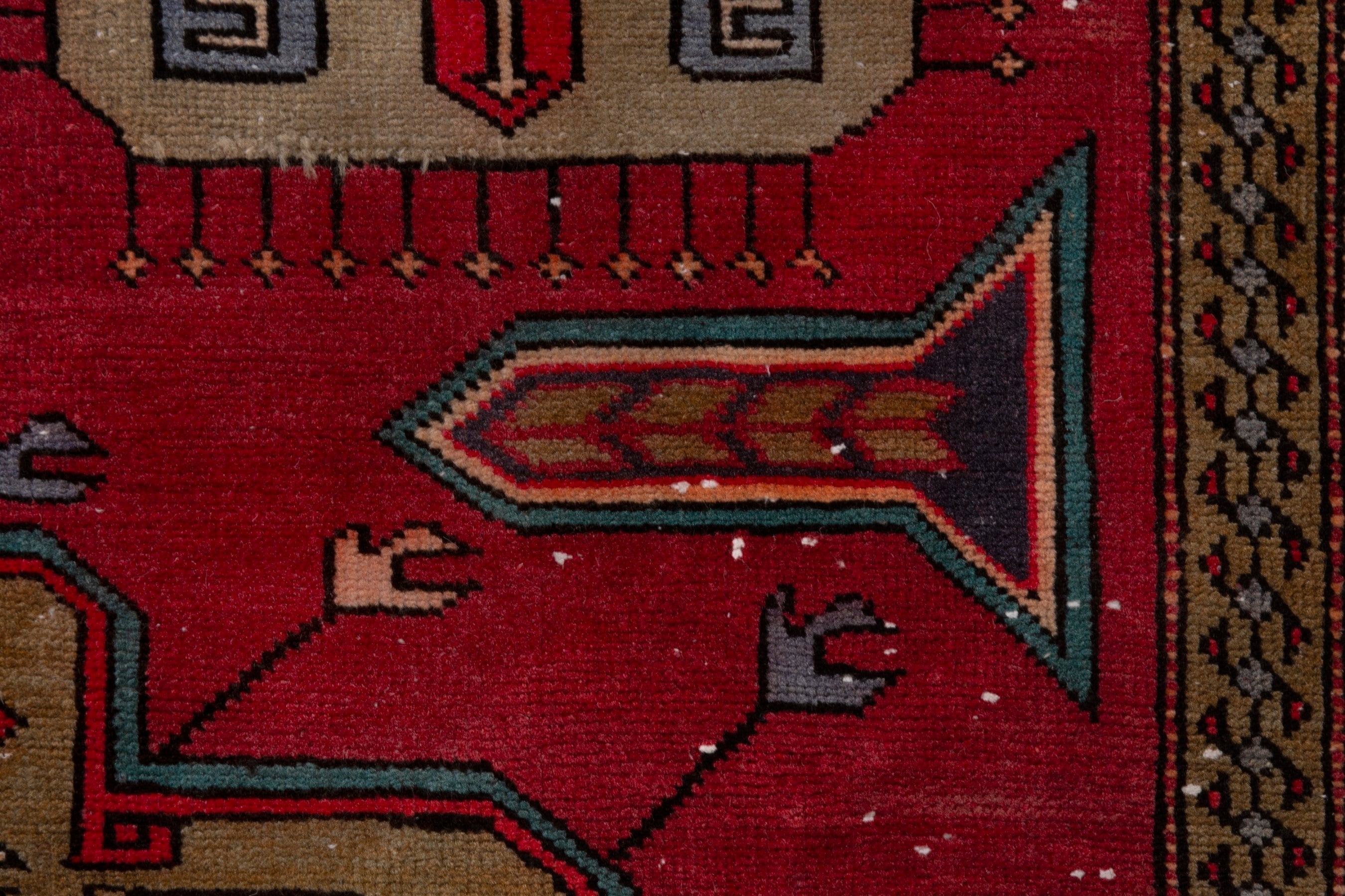 Persian Azerbaijan area rug in deep red and dark blue, view 13 of 19