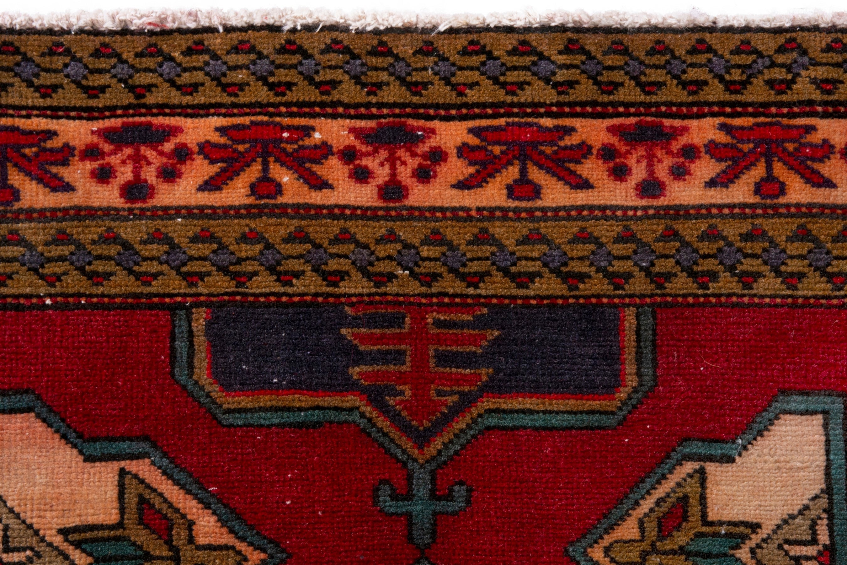 Persian Azerbaijan area rug in deep red and dark blue, view 15 of 19