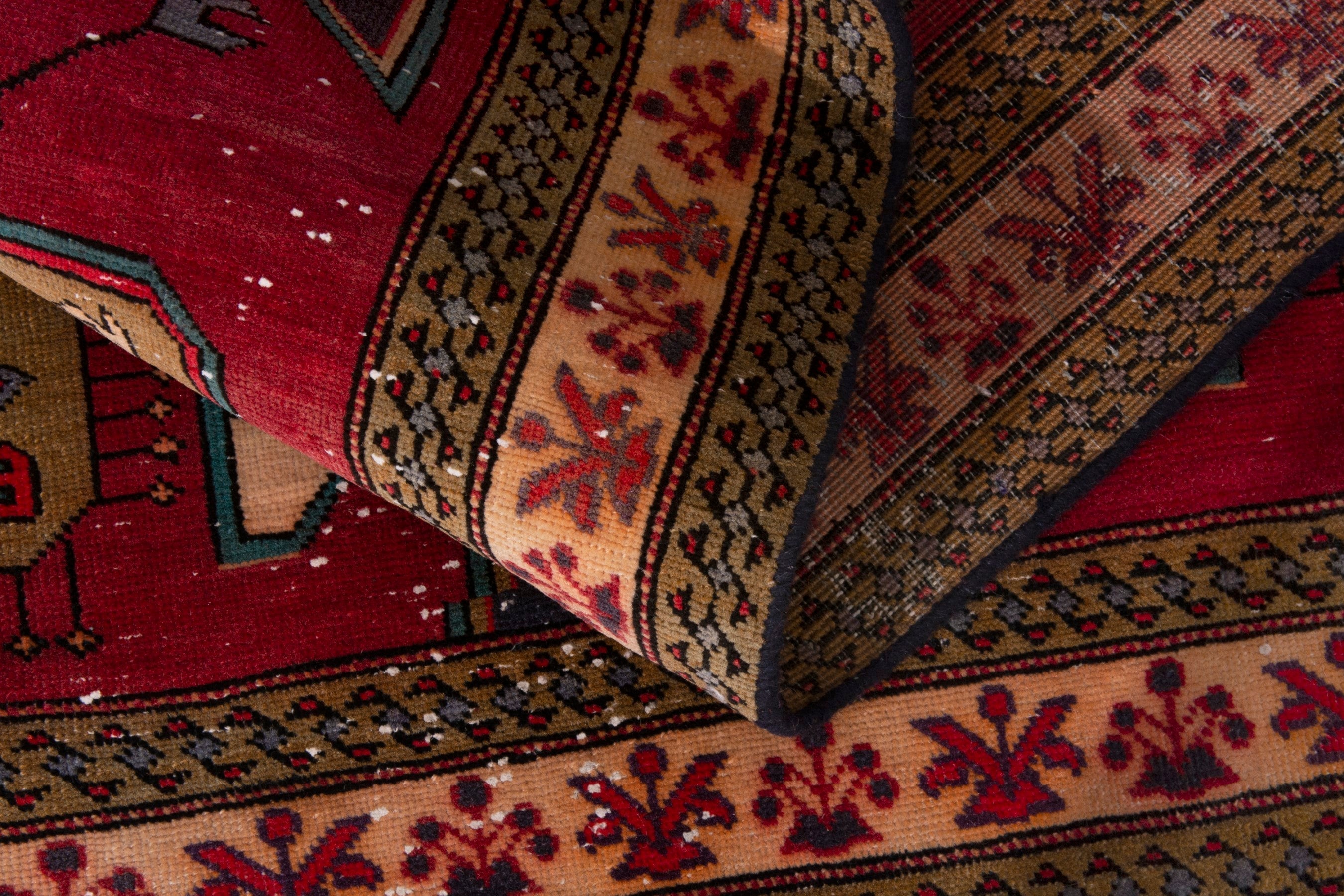 Persian Azerbaijan area rug in deep red and dark blue, view 16 of 19