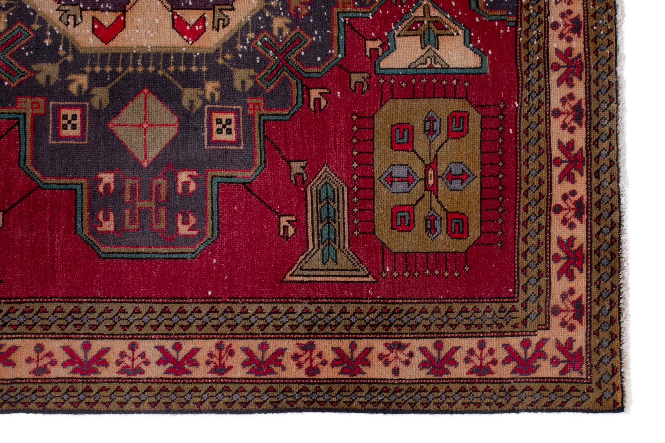 Persian Azerbaijan area rug in deep red and dark blue, view 10 of 19