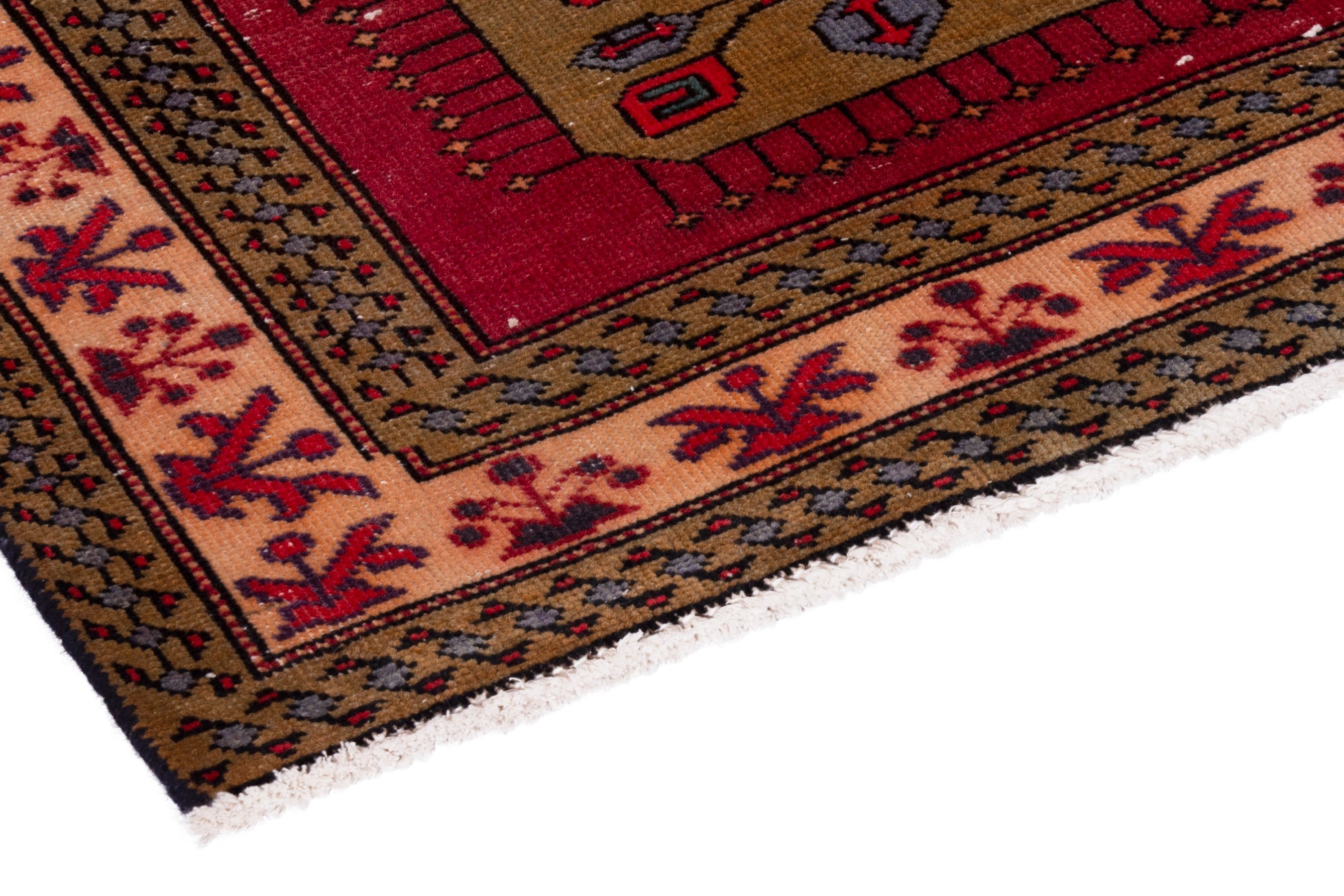 Persian Azerbaijan area rug in deep red and dark blue, view 5 of 19