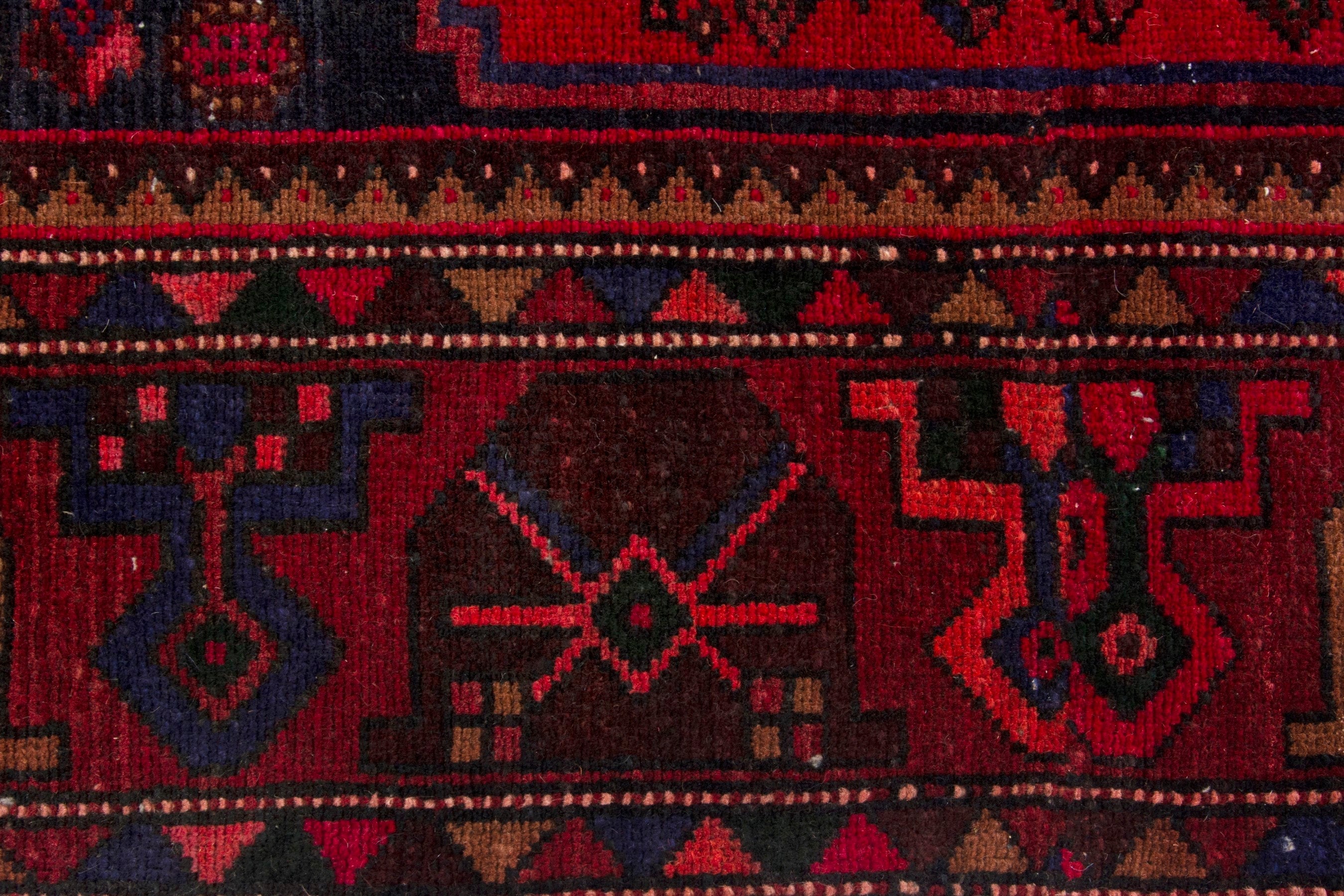 Persian Zanjan area rug in deep red and burgundy, view 13 of 18