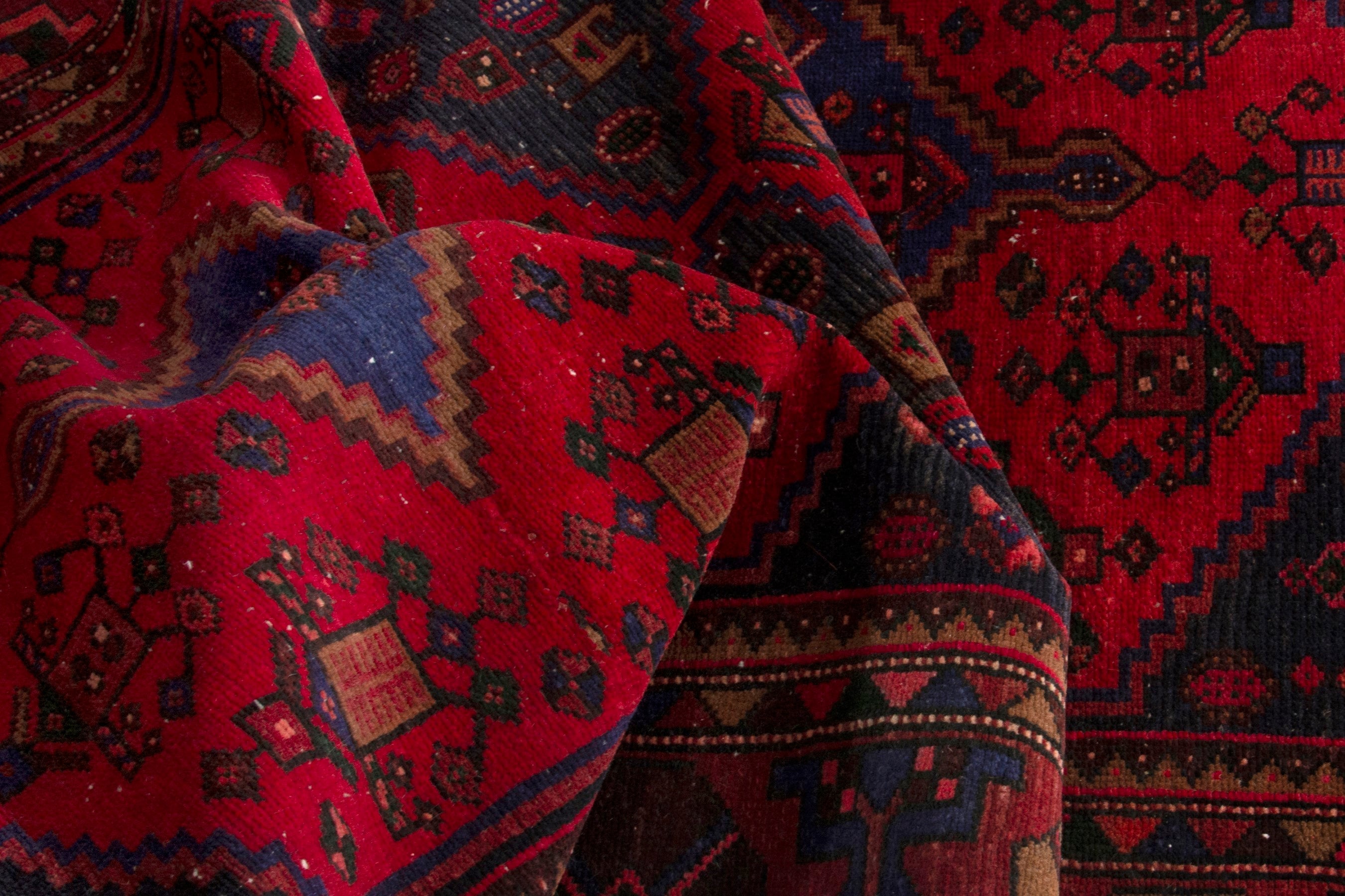Persian Zanjan area rug in deep red and burgundy, view 15 of 18
