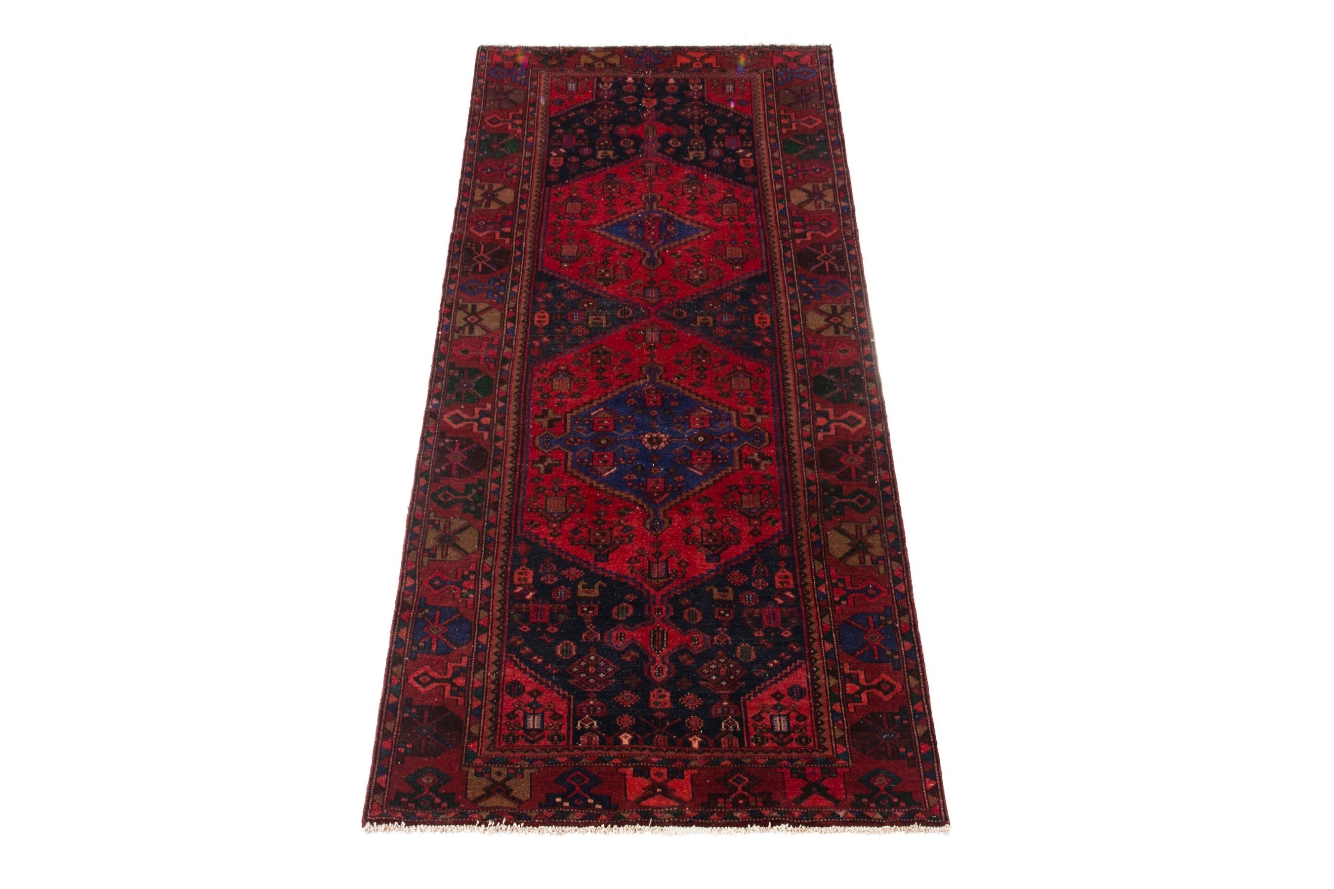 Persian Zanjan area rug in deep red and burgundy, view 2 of 18