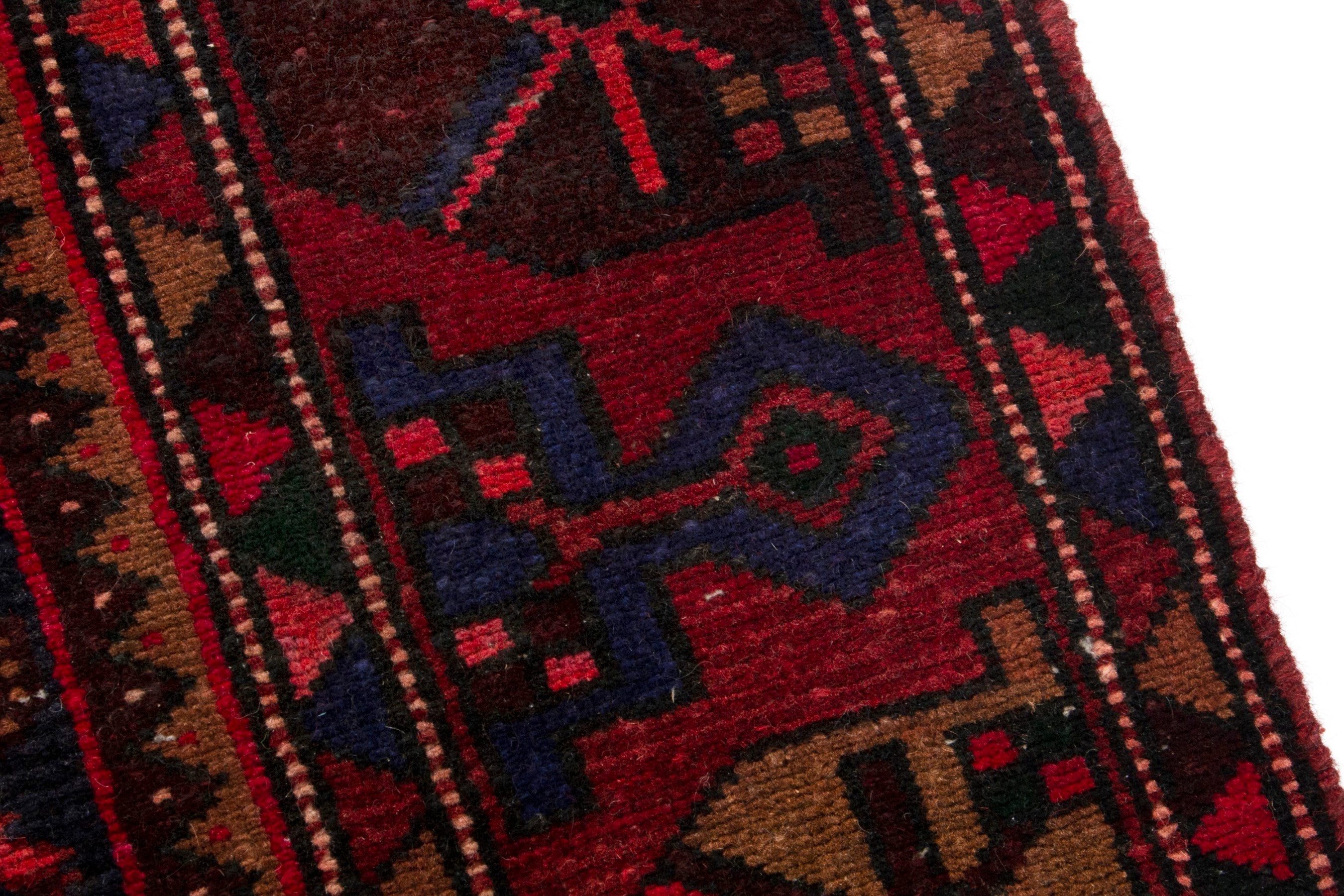 Persian Zanjan area rug in deep red and burgundy, view 9 of 18