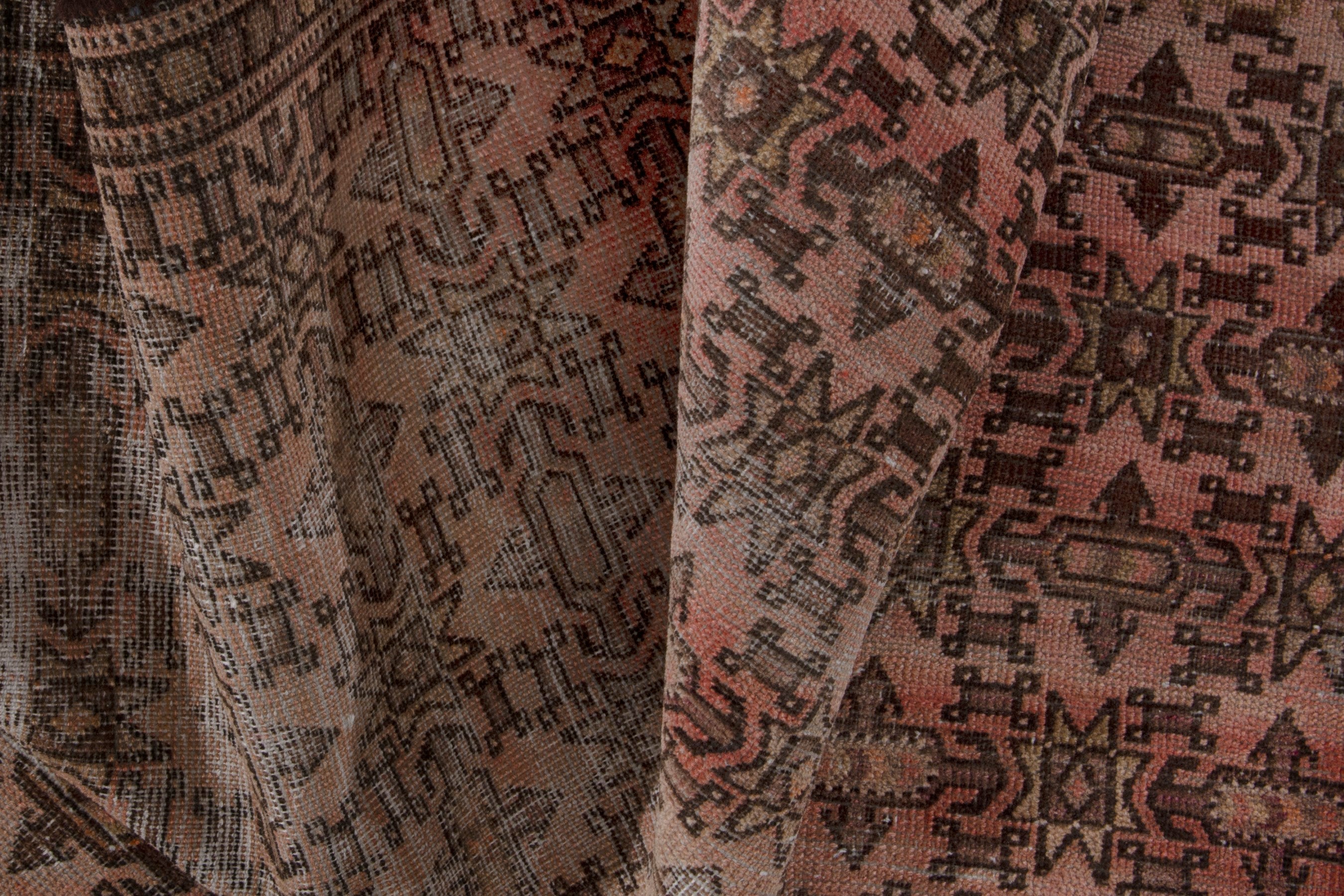 Persian Baluch runner rug in faded red and rust, view 16 of 19