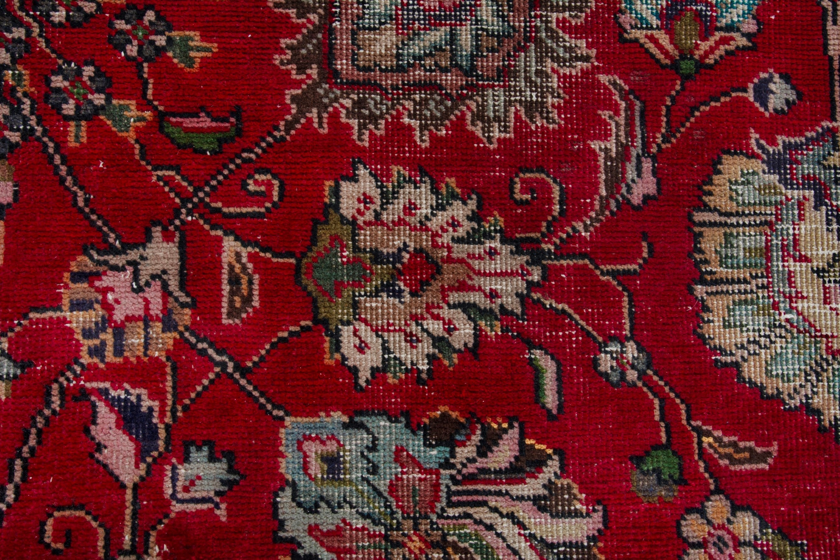 Persian Tabriz area rug in deep red and cream, view 12 of 19