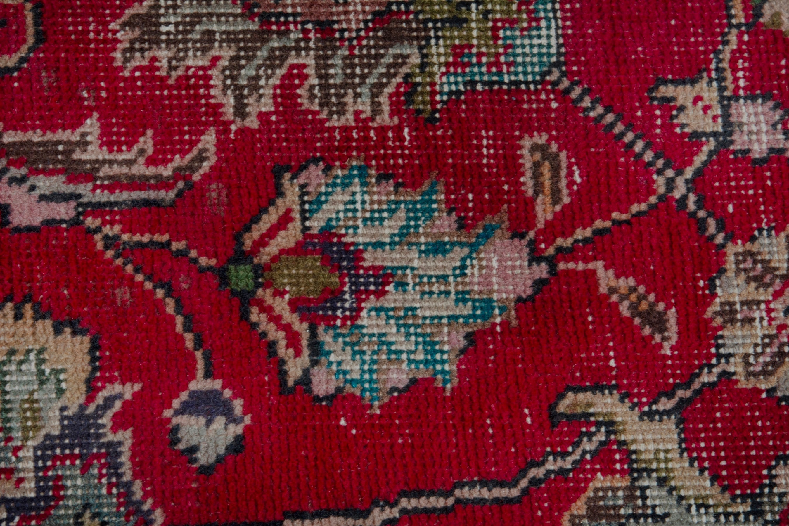 Persian Tabriz area rug in deep red and cream, view 14 of 19