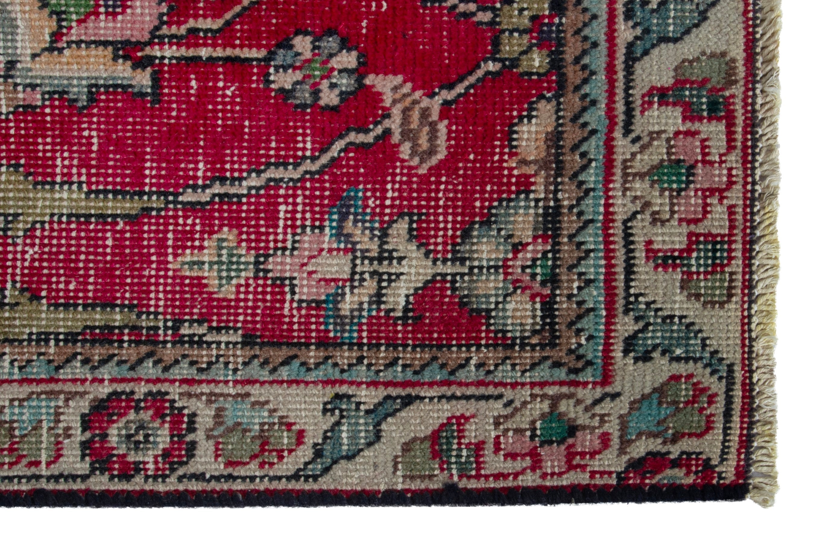 Persian Tabriz area rug in deep red and cream, view 10 of 19