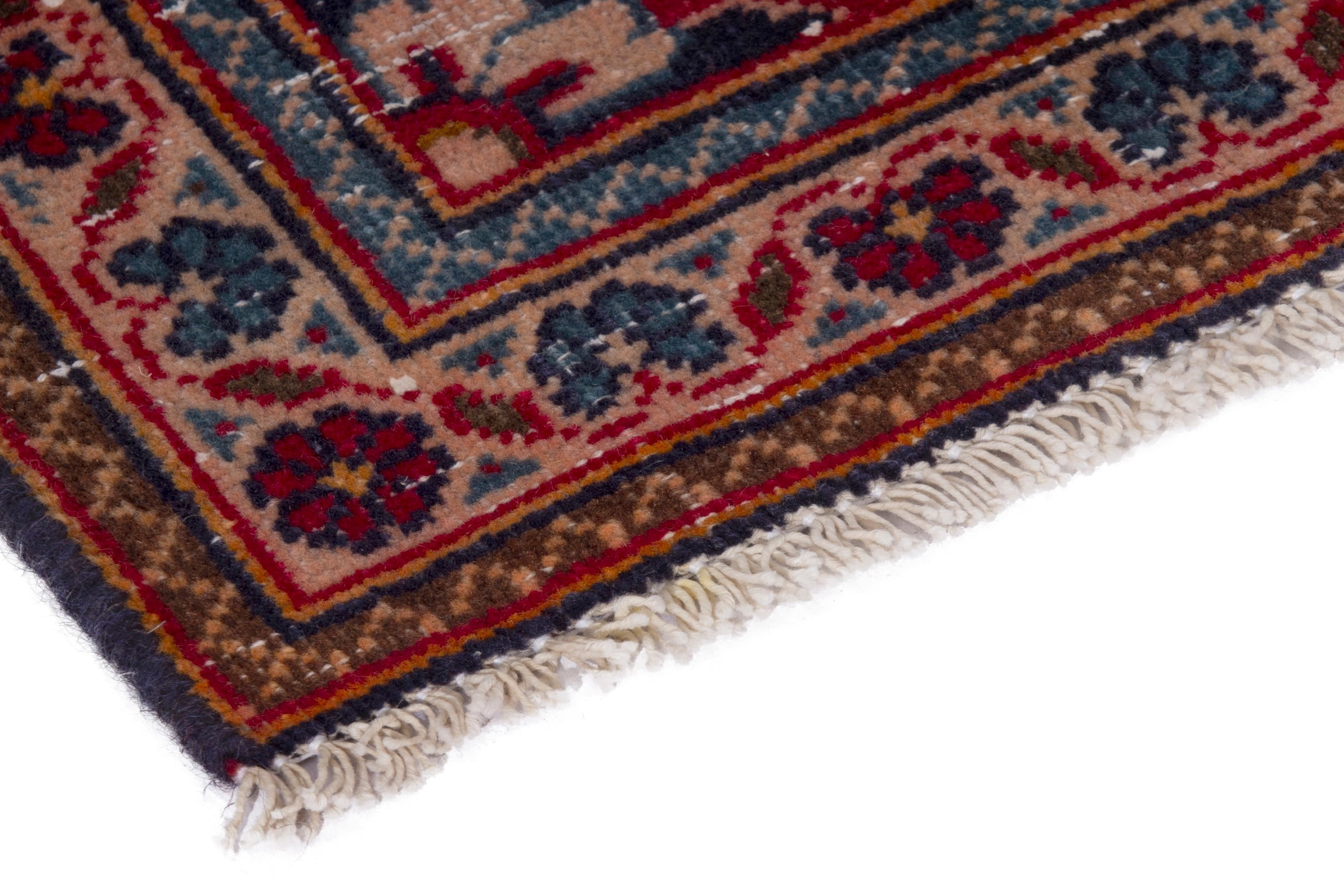 Persian Kashan area rug in navy and deep red, view 5 of 18