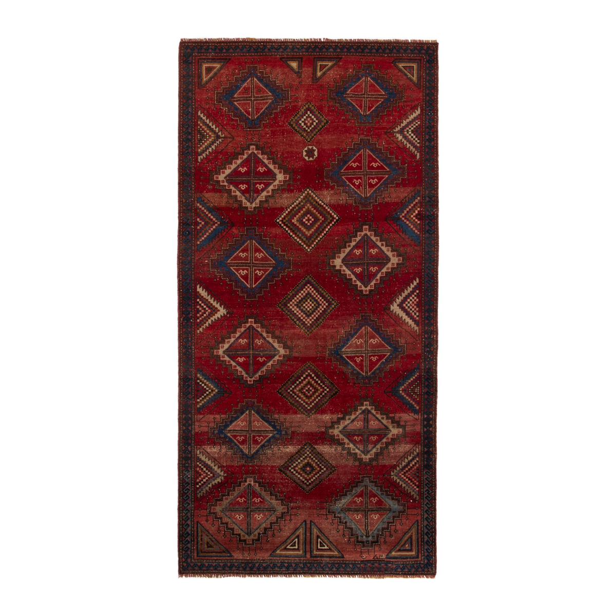 Persian Ghoochan runner rug in deep red and rust, 4'4" x 8'10"