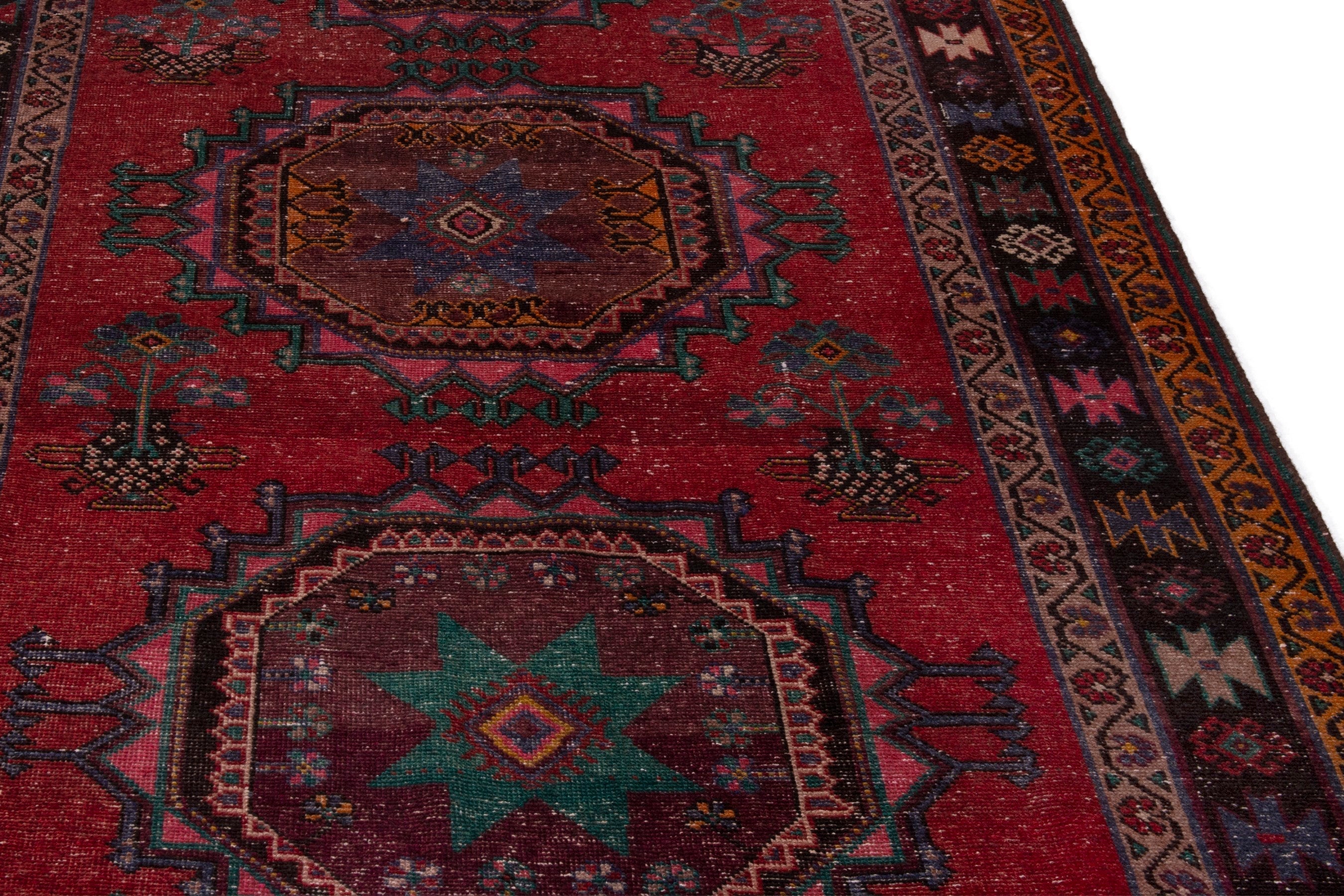 Persian Ghoochan area rug in faded red and black, view 8 of 20