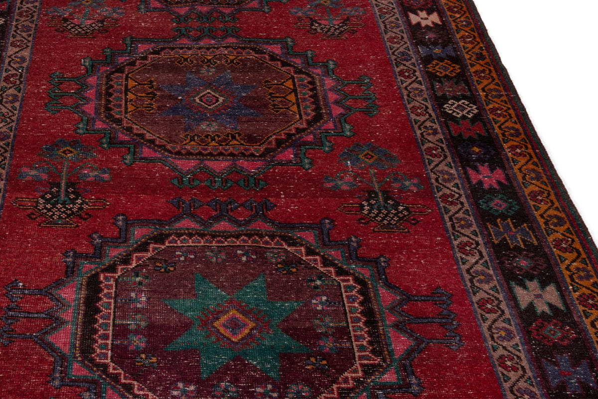 Persian Ghoochan area rug in faded red and black, view 11 of 21